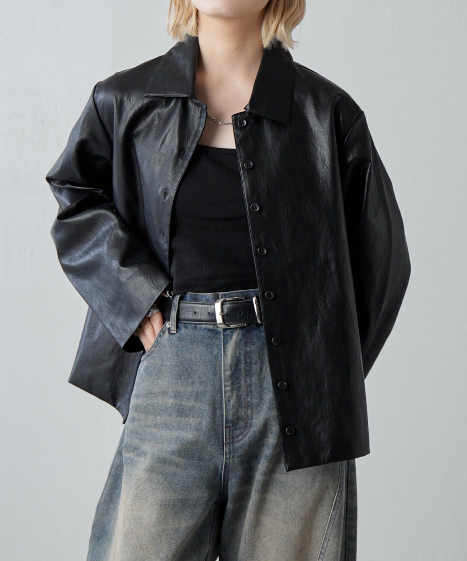 Lui's(ルイス) フェイクレザーシャツジャケット