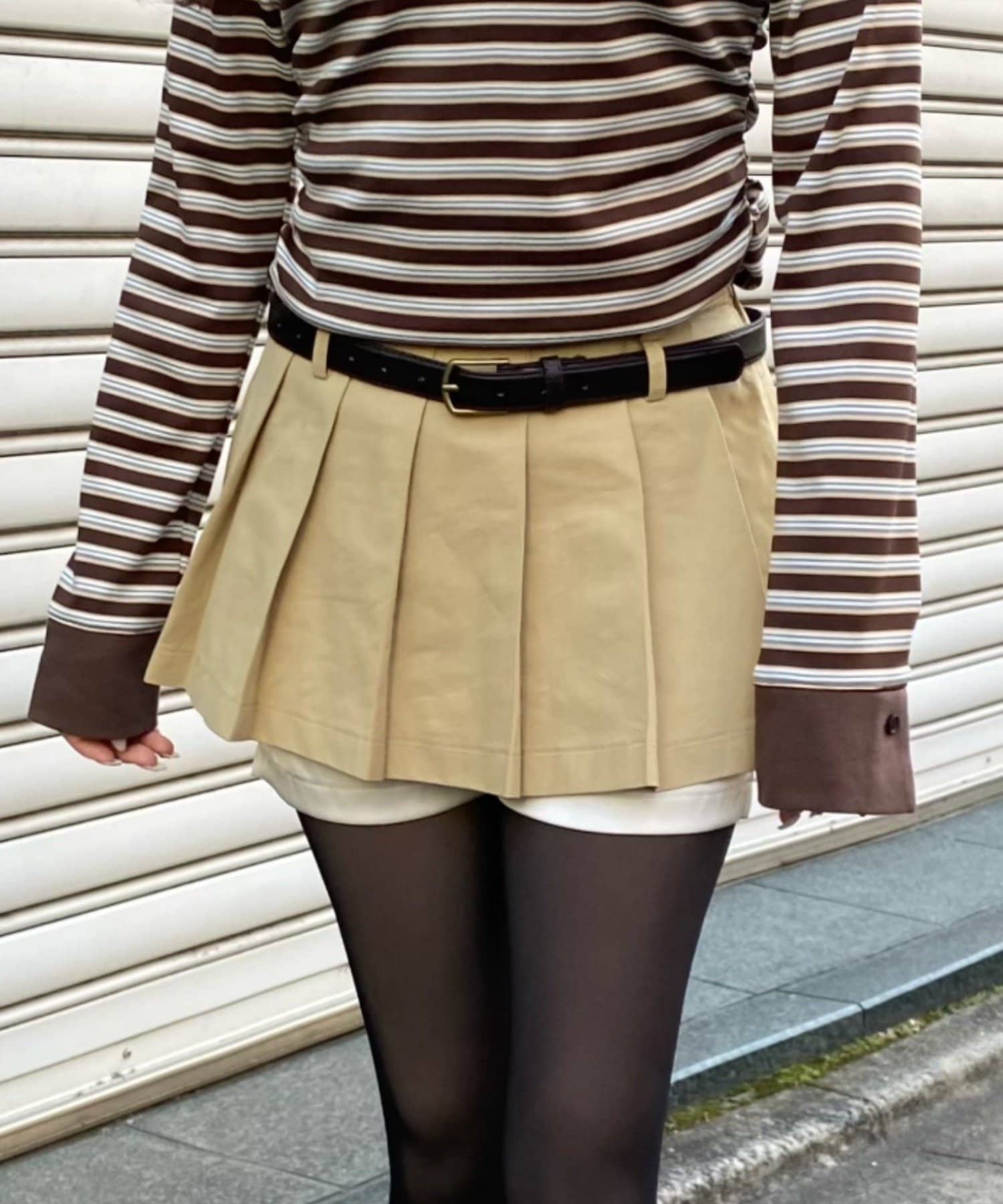 RAY CASSIN(レイカズン) レイヤードベルト付プリーツミニスカート