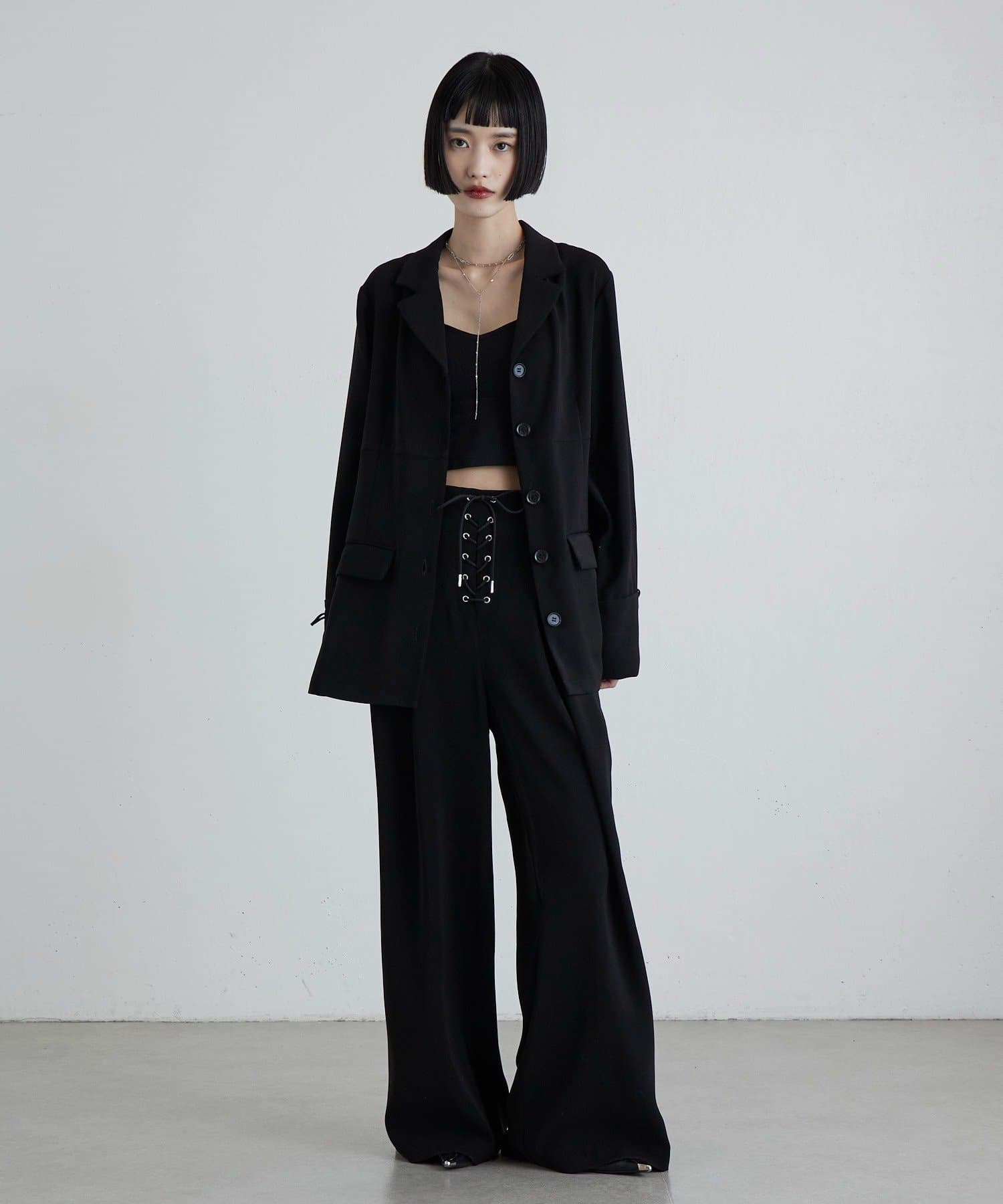 Lui's(ルイス) レースアップデザインワイドパンツ