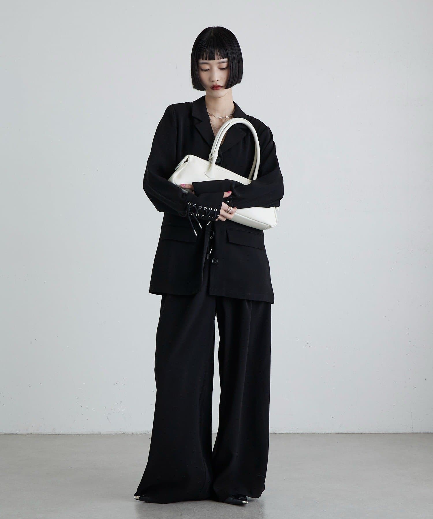 Lui's(ルイス) レースアップデザインワイドパンツ