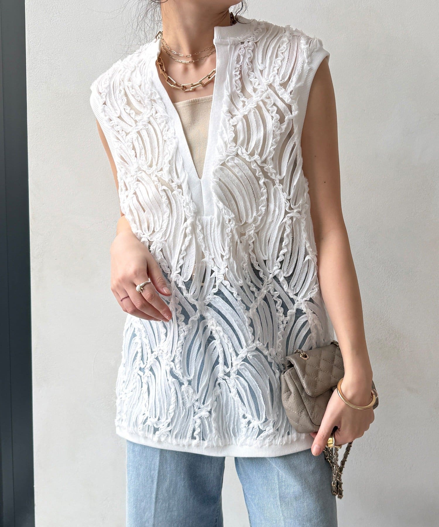 DOUDOU(ドゥドゥ) 【WEB限定】ジャガードチュニックベスト