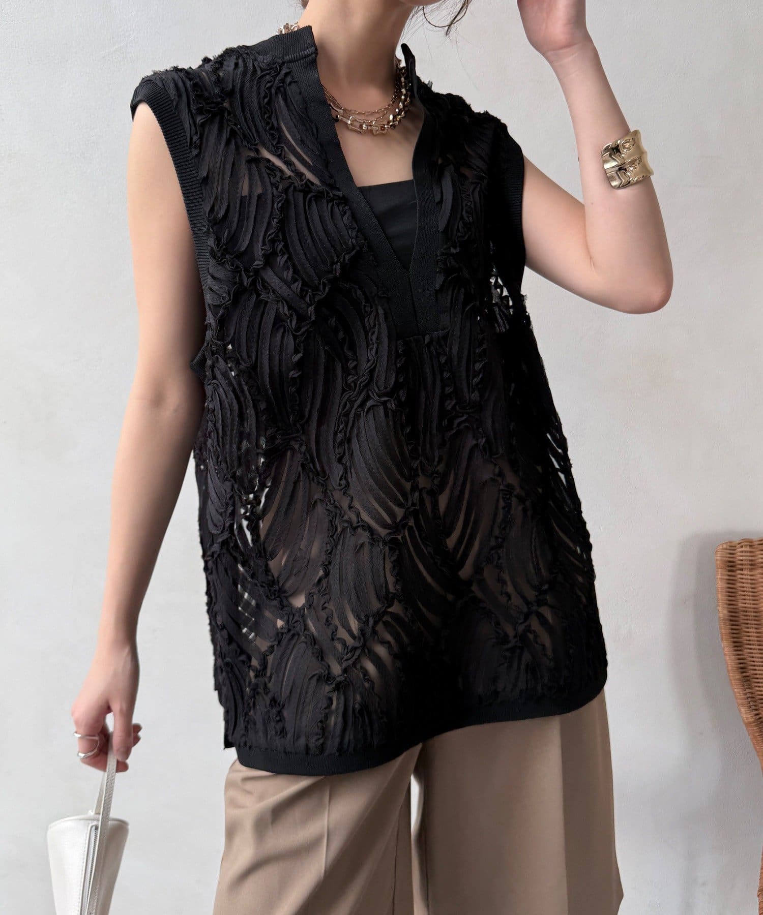 DOUDOU(ドゥドゥ) 【WEB限定】ジャガードチュニックベスト