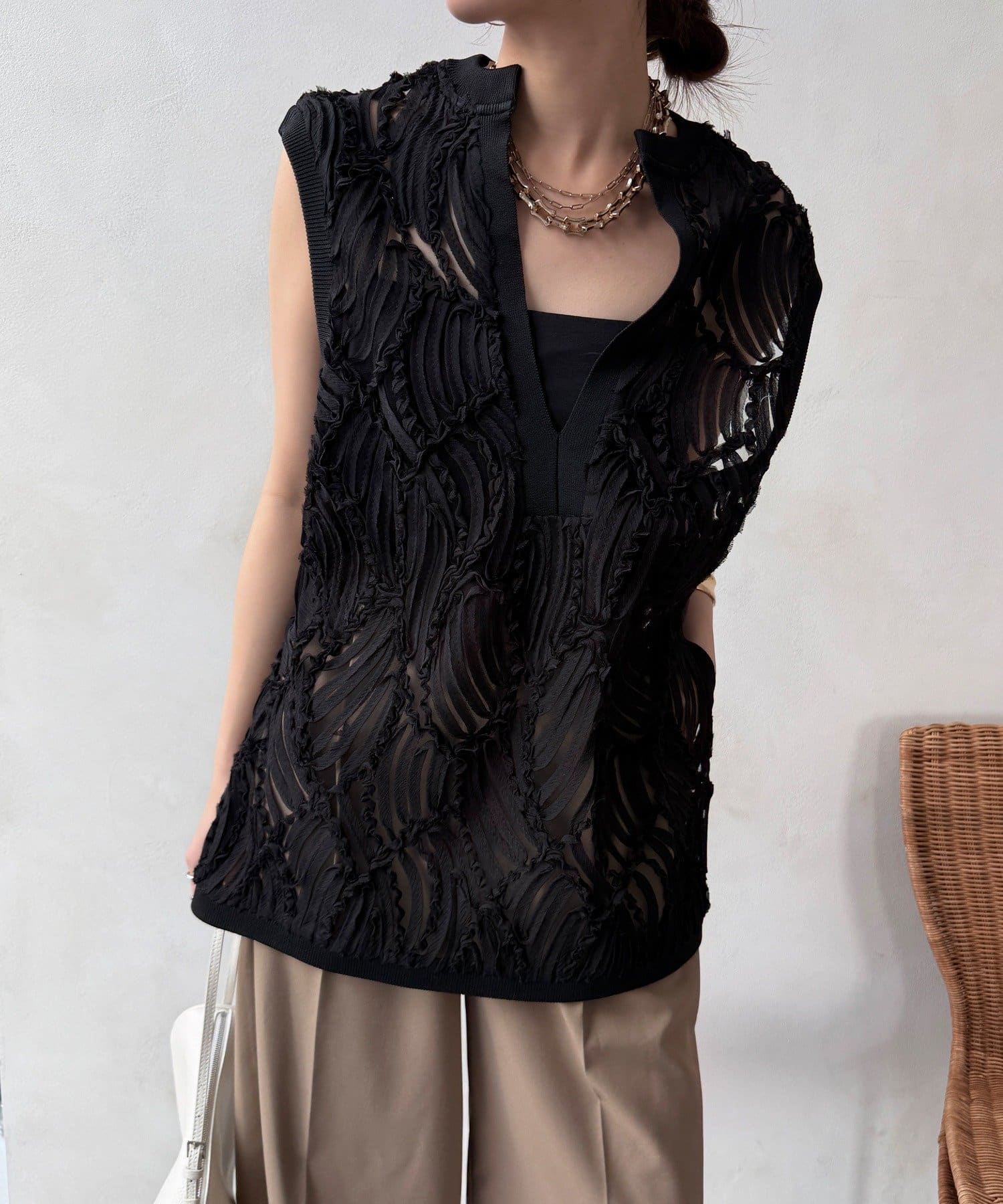 DOUDOU(ドゥドゥ) 【WEB限定】ジャガードチュニックベスト