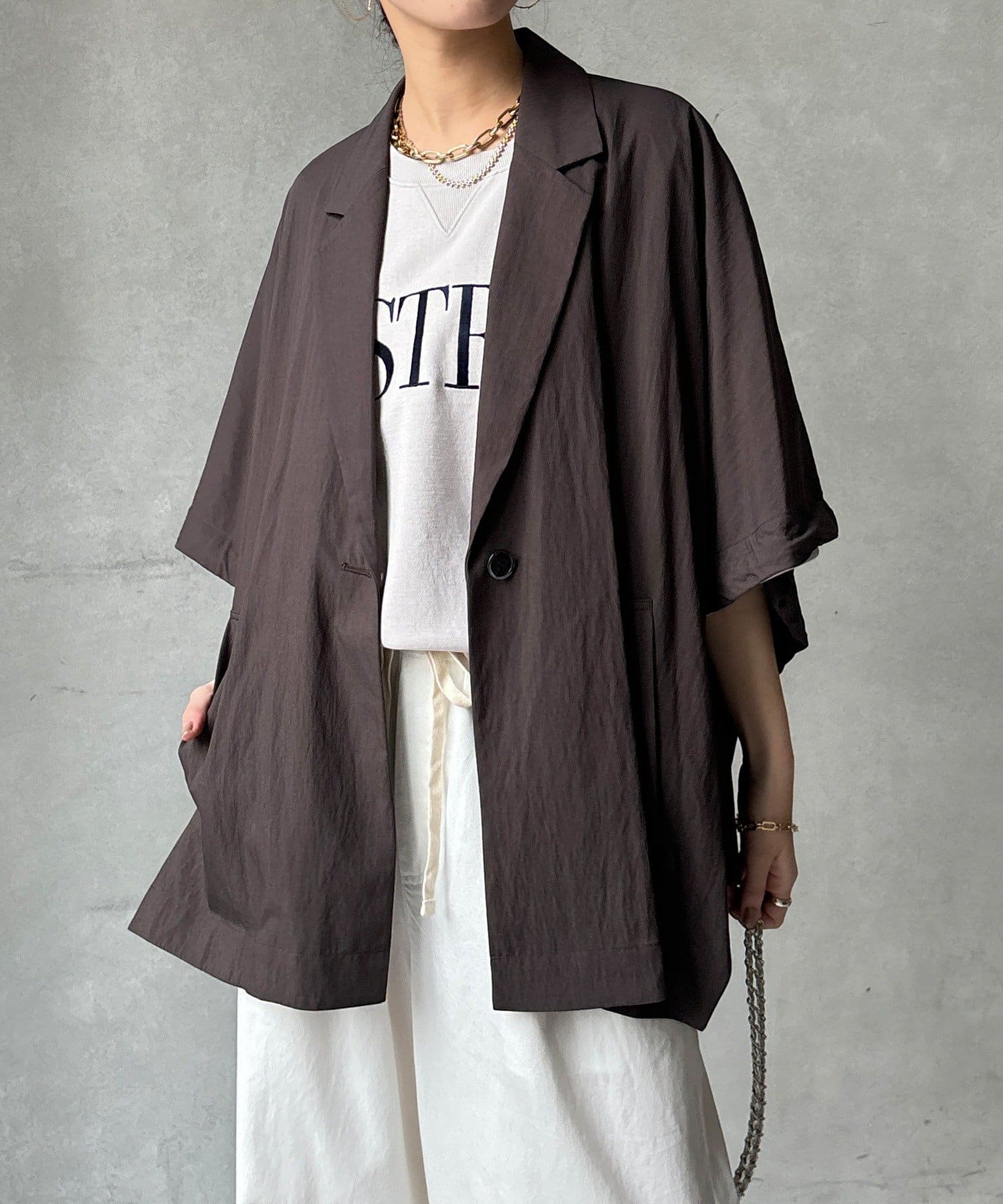 DOUDOU(ドゥドゥ) 【WEB限定】ポンチョテーラードジャケット