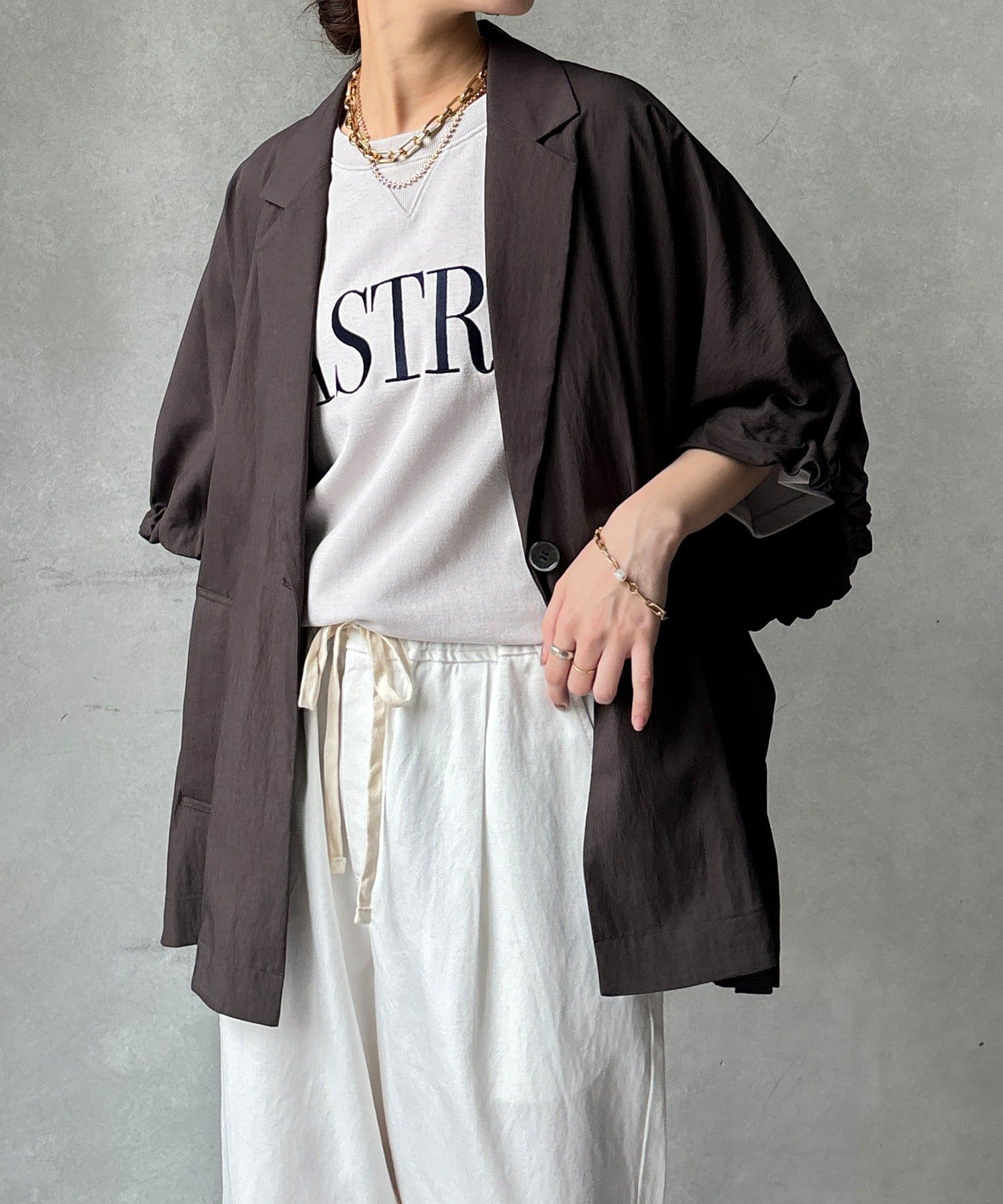 DOUDOU(ドゥドゥ) 【WEB限定】ポンチョテーラードジャケット