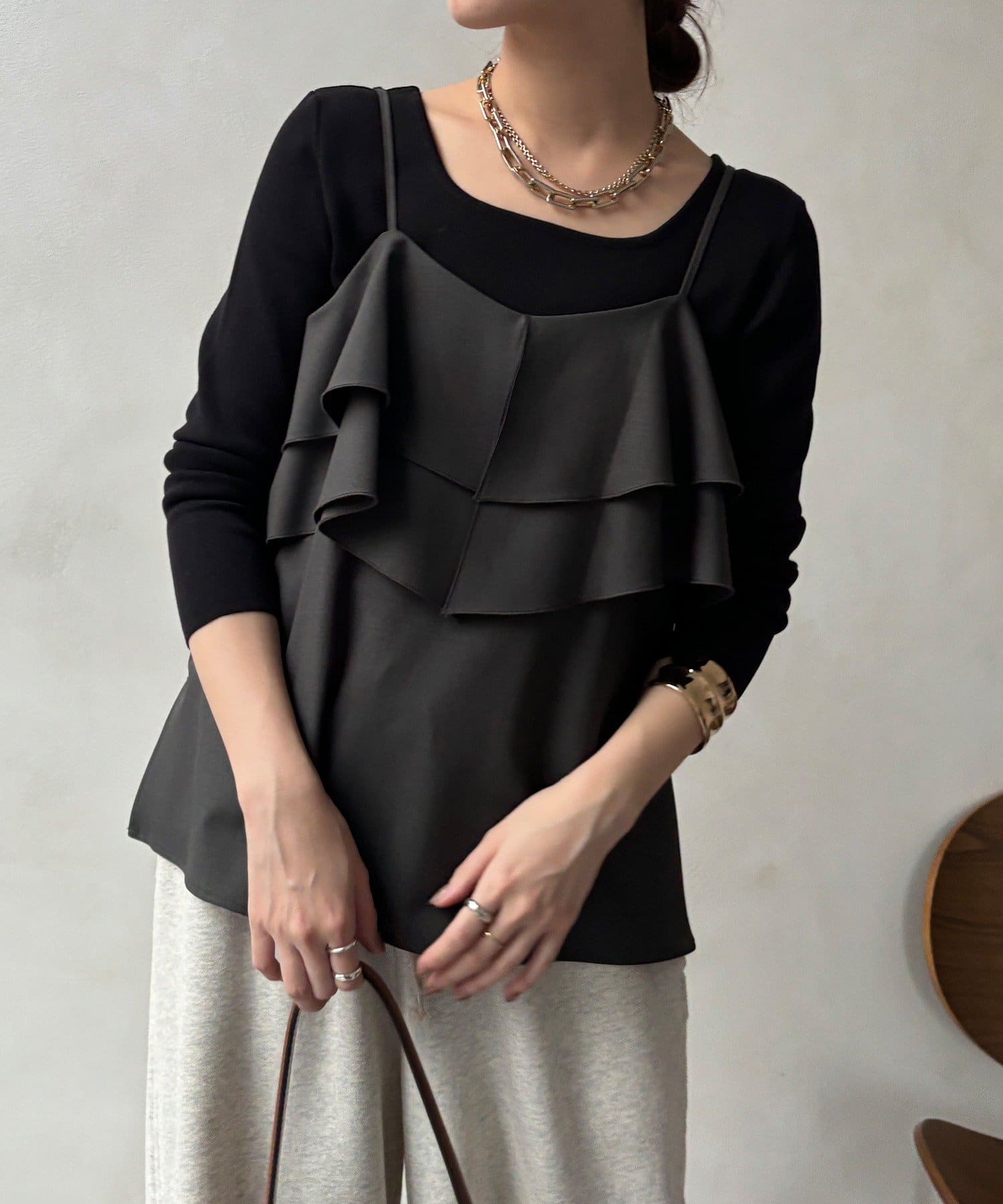 DOUDOU(ドゥドゥ) ドライタッチフリルキャミ