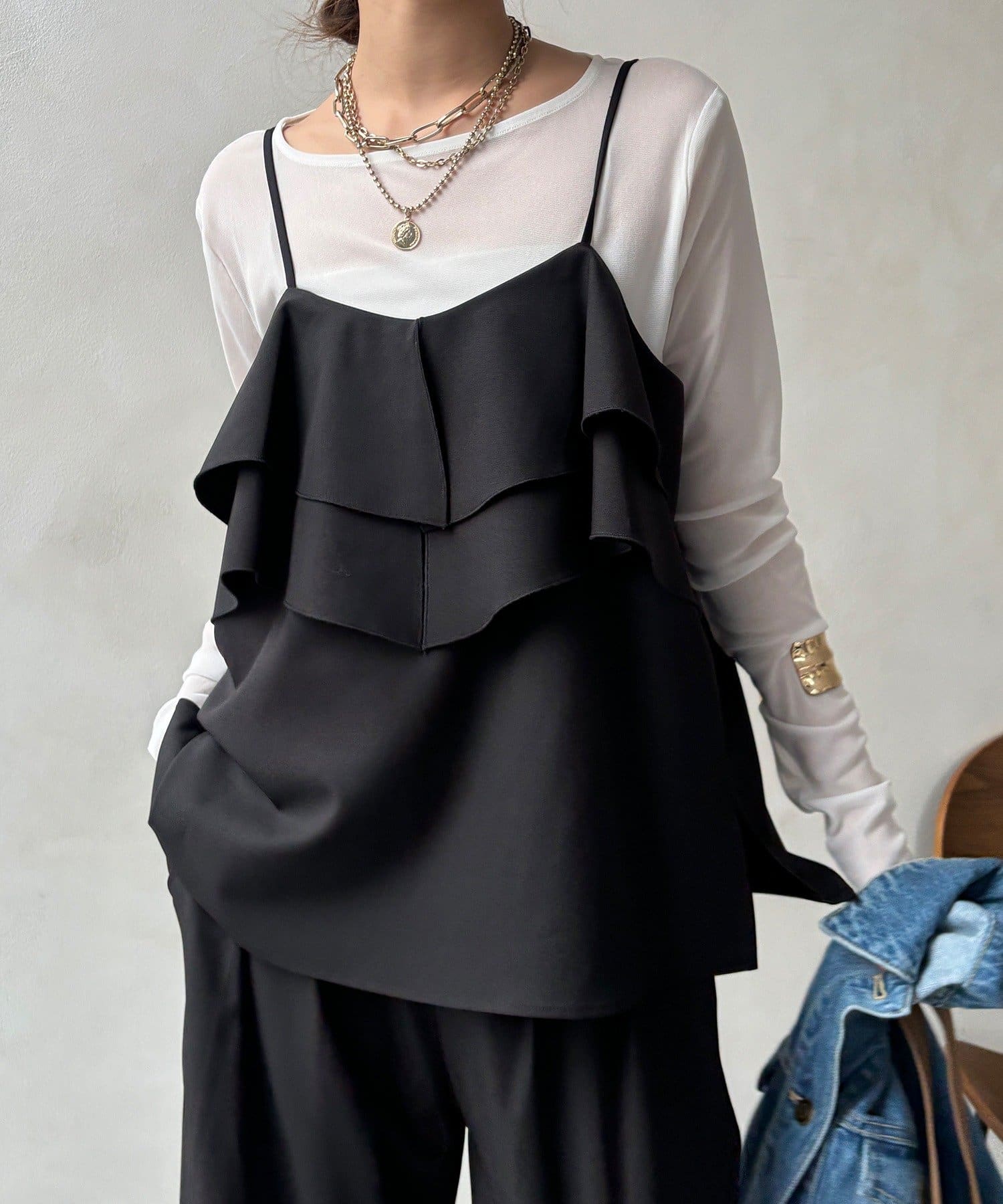 DOUDOU(ドゥドゥ) ドライタッチフリルキャミ