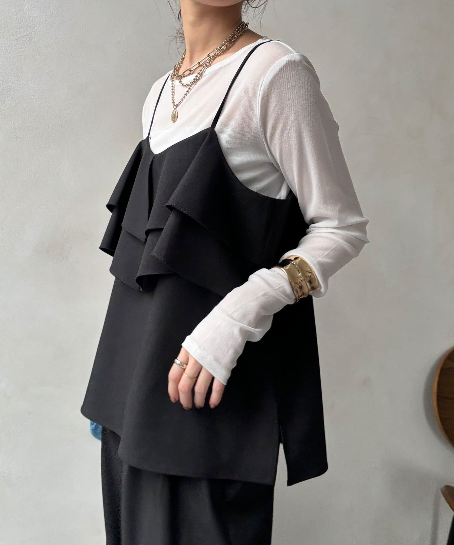 DOUDOU(ドゥドゥ) ドライタッチフリルキャミ