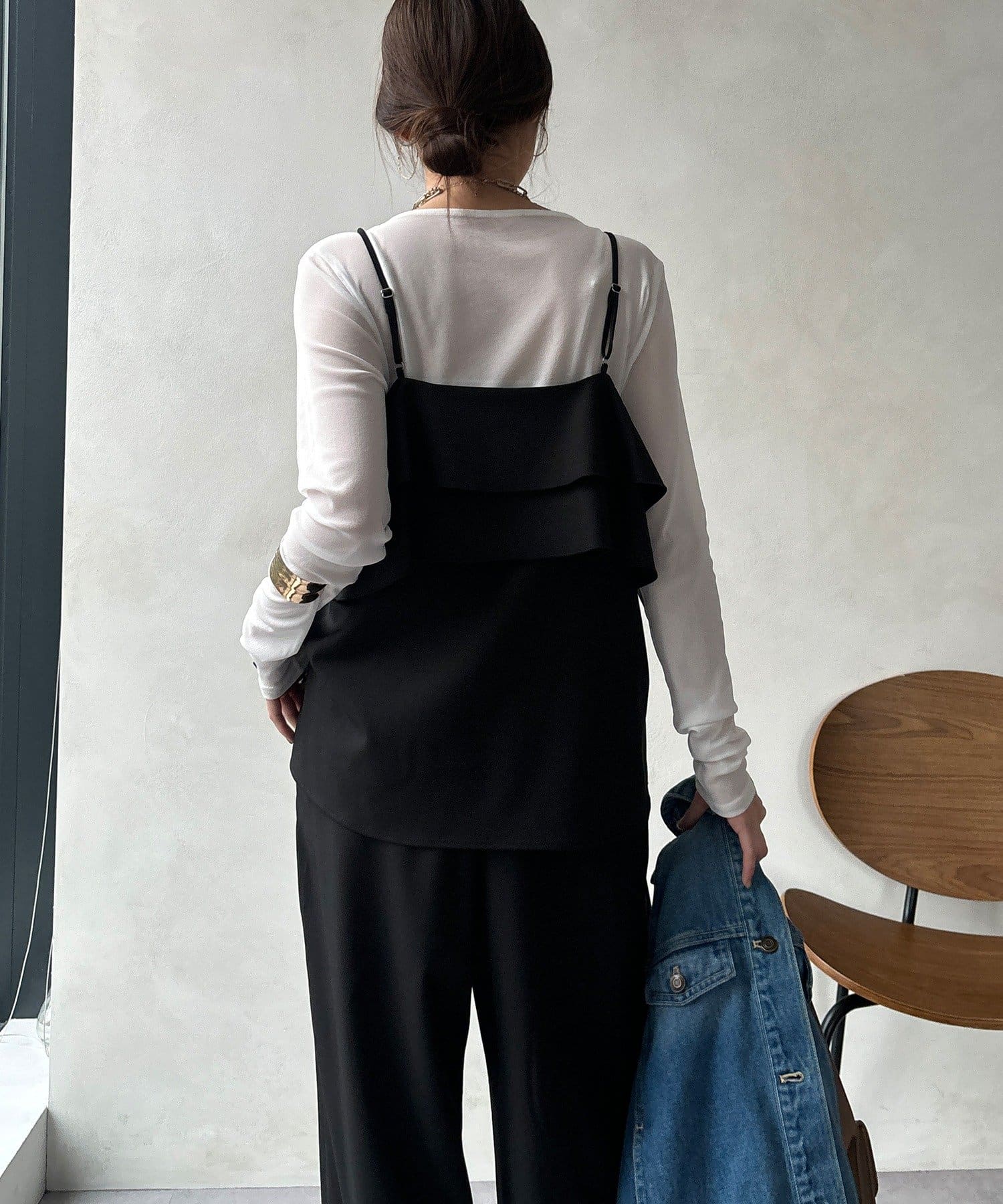 DOUDOU(ドゥドゥ) ドライタッチフリルキャミ