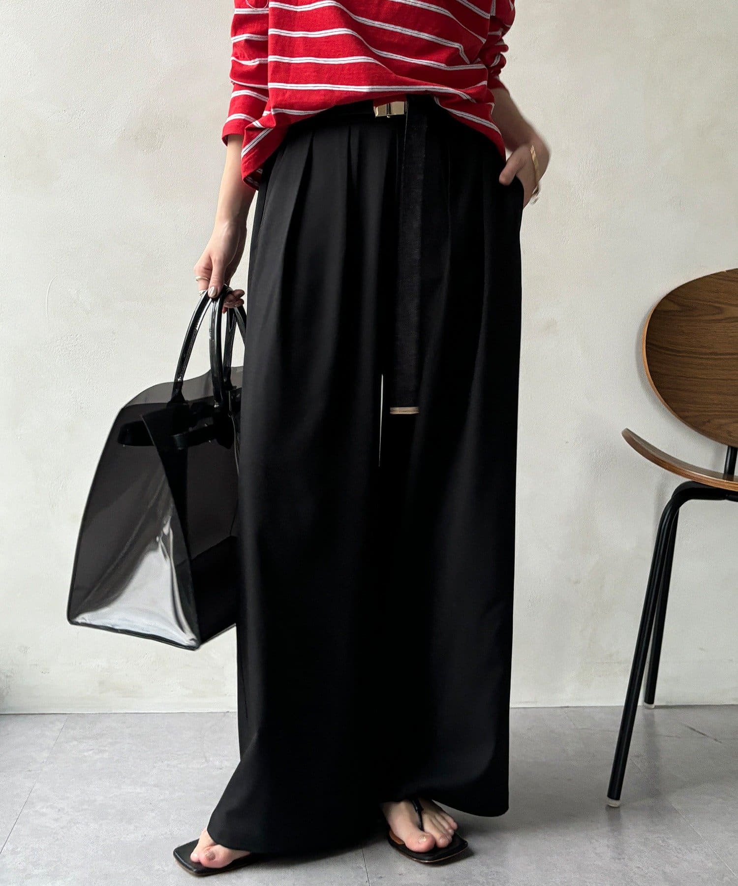 DOUDOU(ドゥドゥ) ドライタッチワイドパンツ