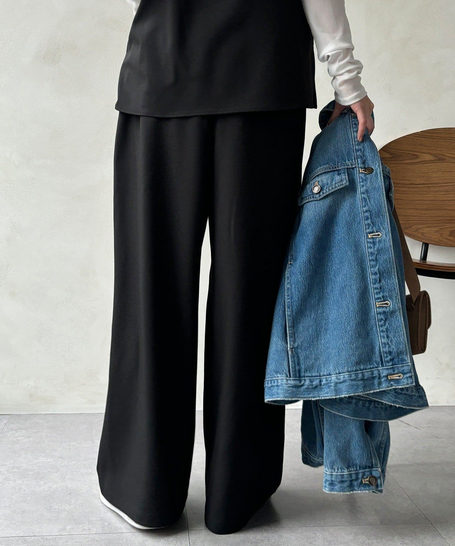 DOUDOU(ドゥドゥ) ドライタッチワイドパンツ