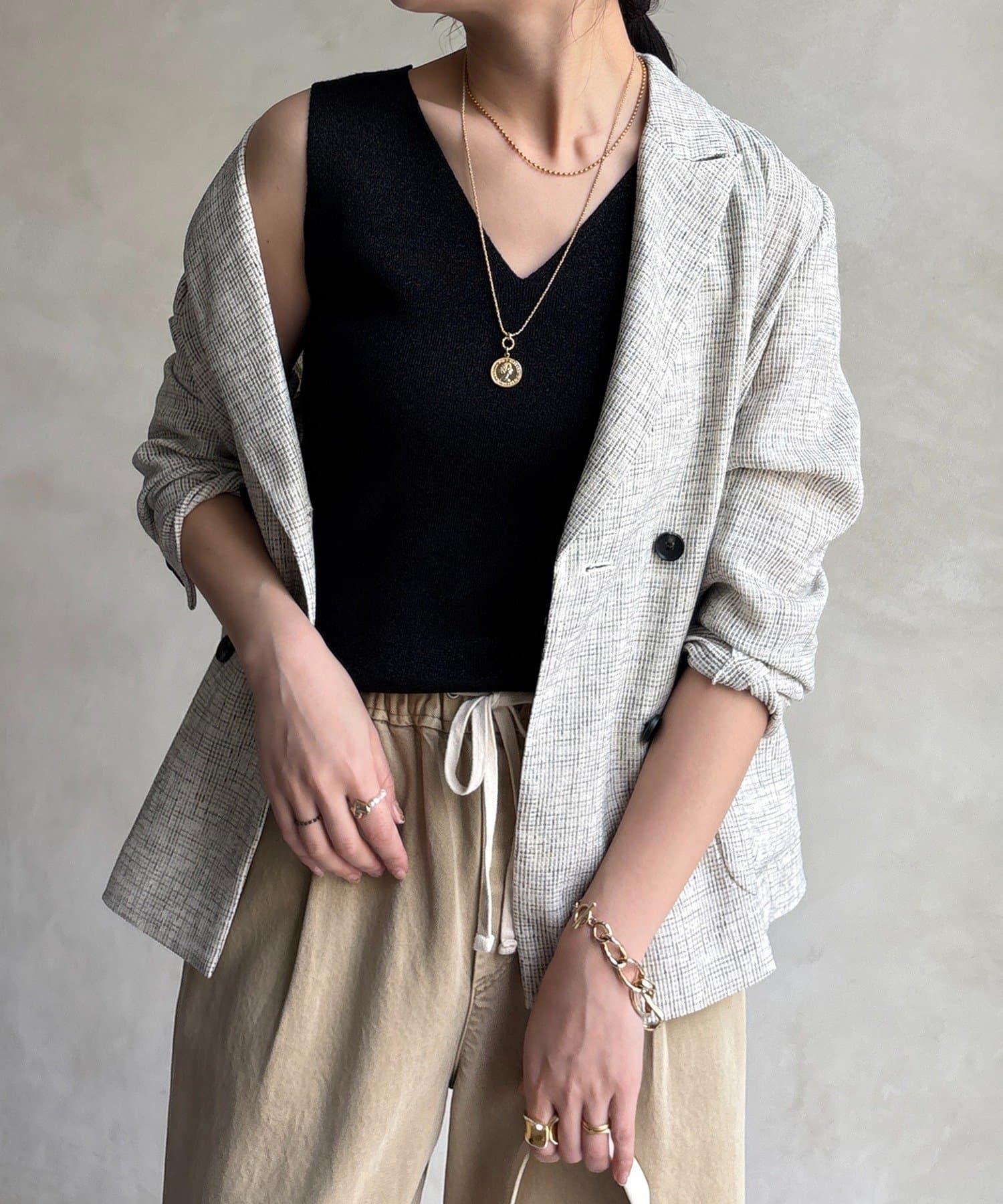 DOUDOU(ドゥドゥ) 前後2WAYラメニットタンク