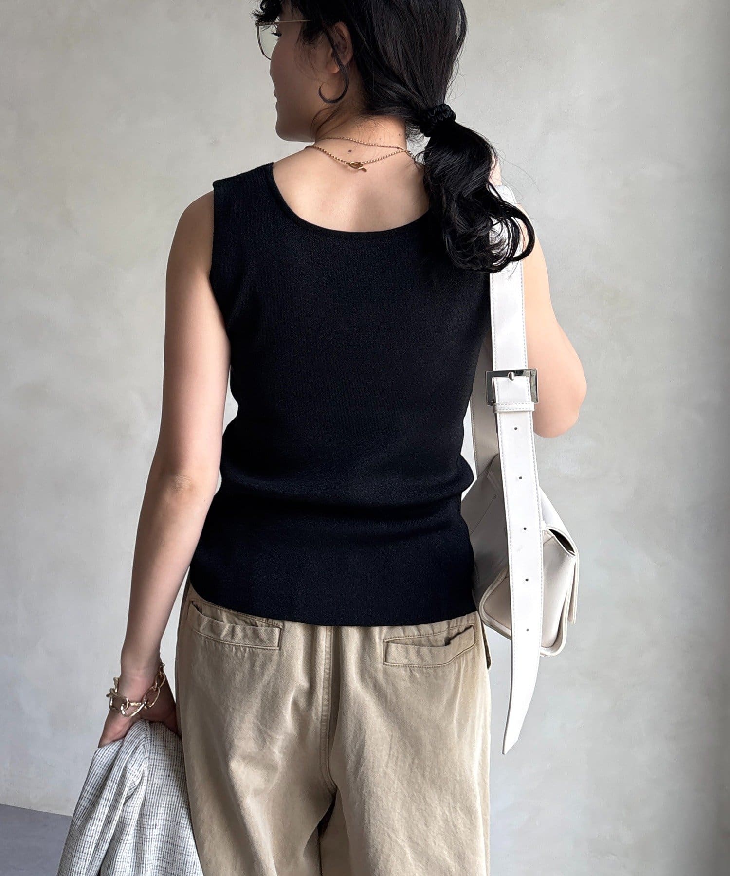 DOUDOU(ドゥドゥ) 前後2WAYラメニットタンク