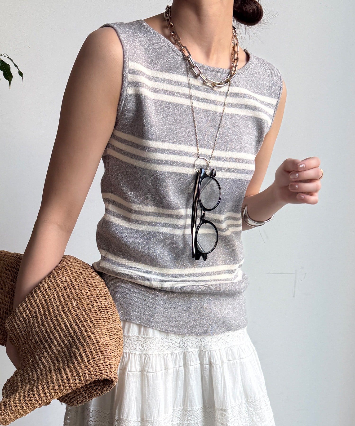 DOUDOU(ドゥドゥ) 【WEB限定】ボーダーニットタンク