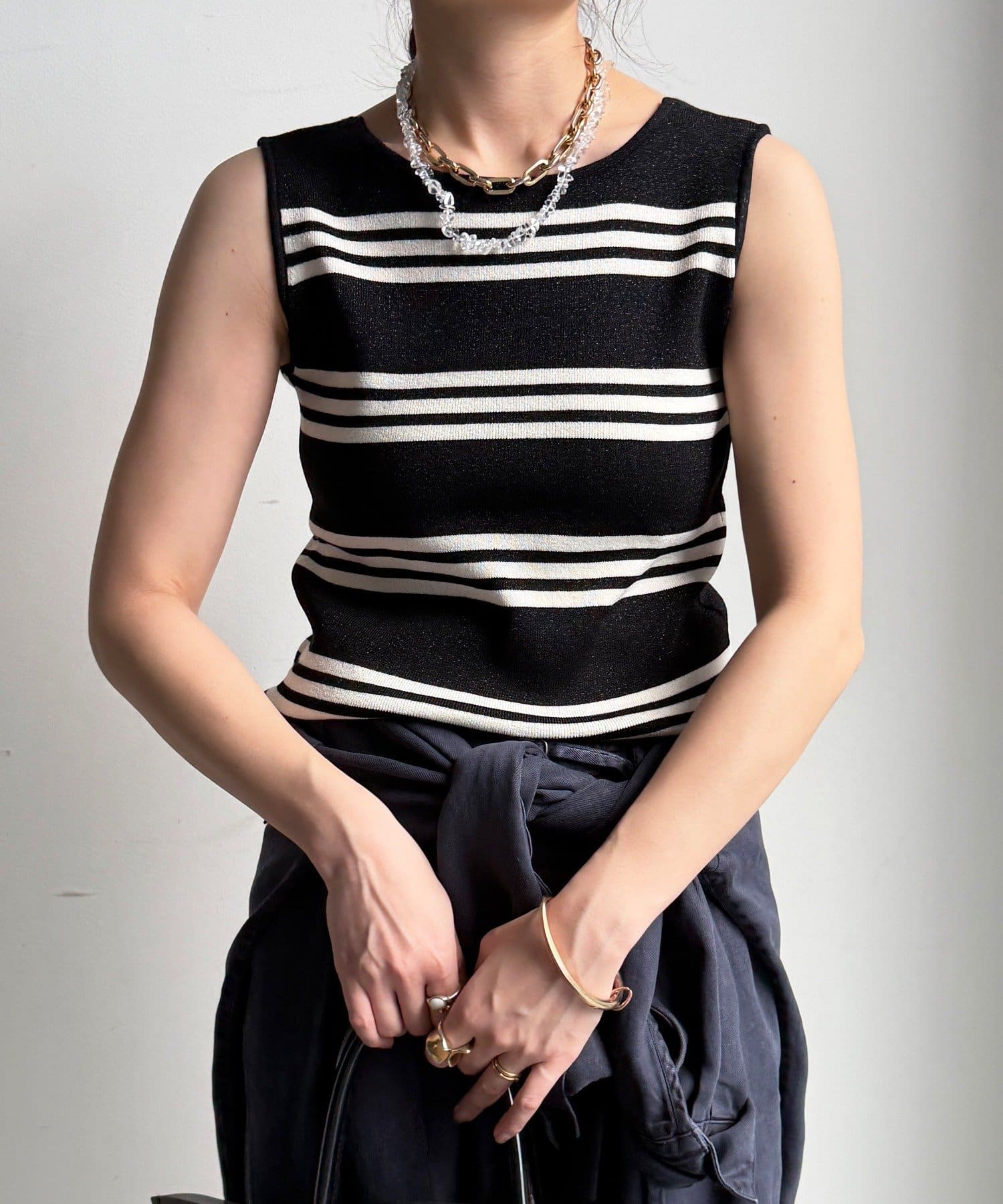 DOUDOU(ドゥドゥ) 【WEB限定】ボーダーニットタンク