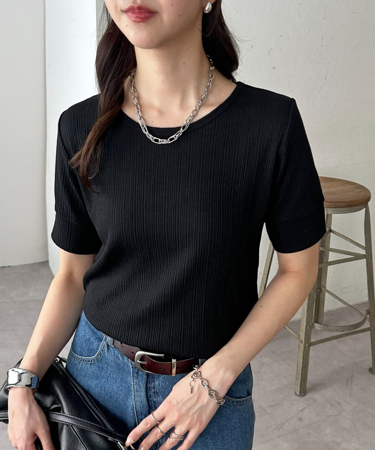 DISCOAT(ディスコート) 【WEB限定】ランダムリブ半袖Tシャツ