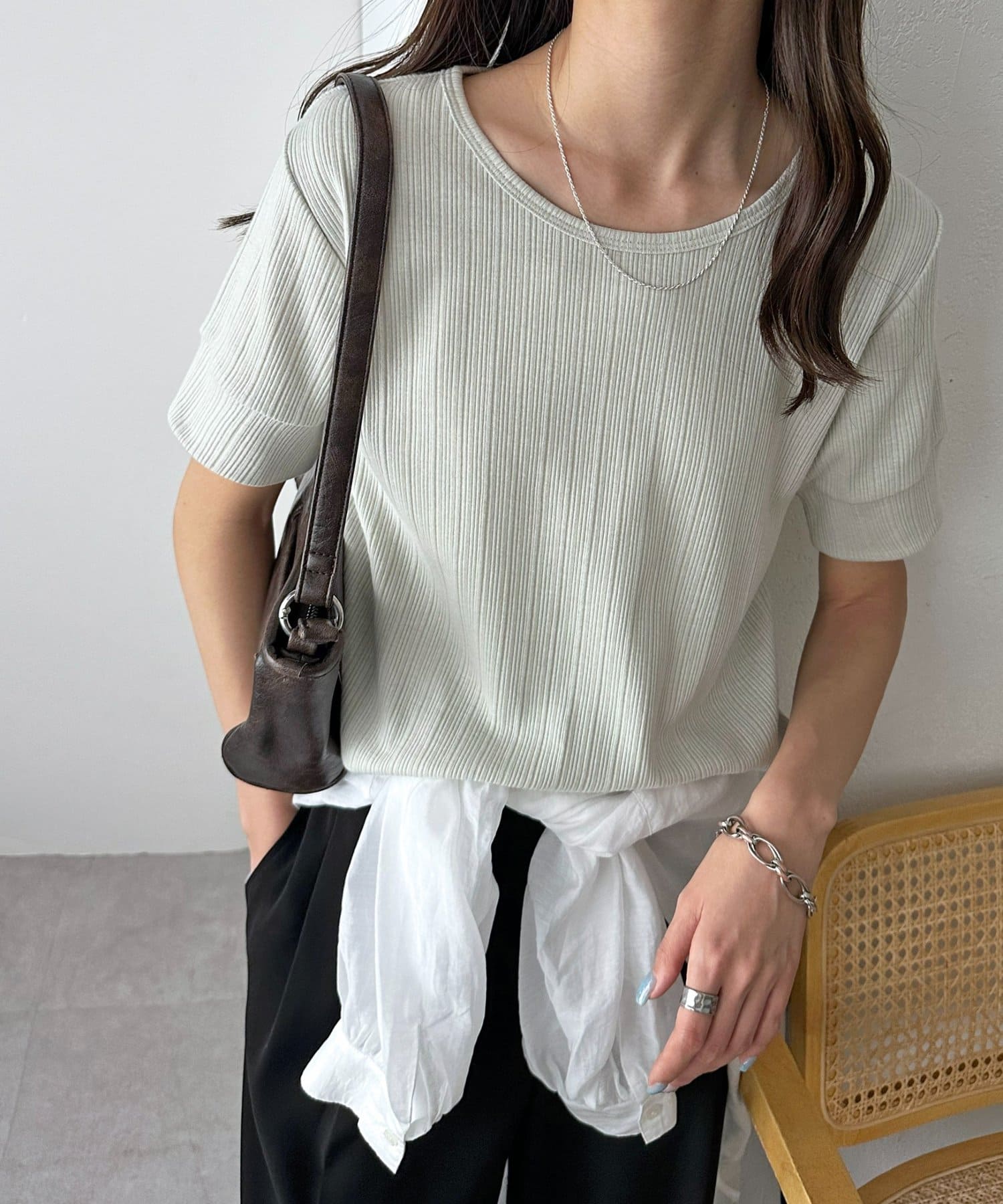 DISCOAT(ディスコート) 【WEB限定】ランダムリブ半袖Tシャツ