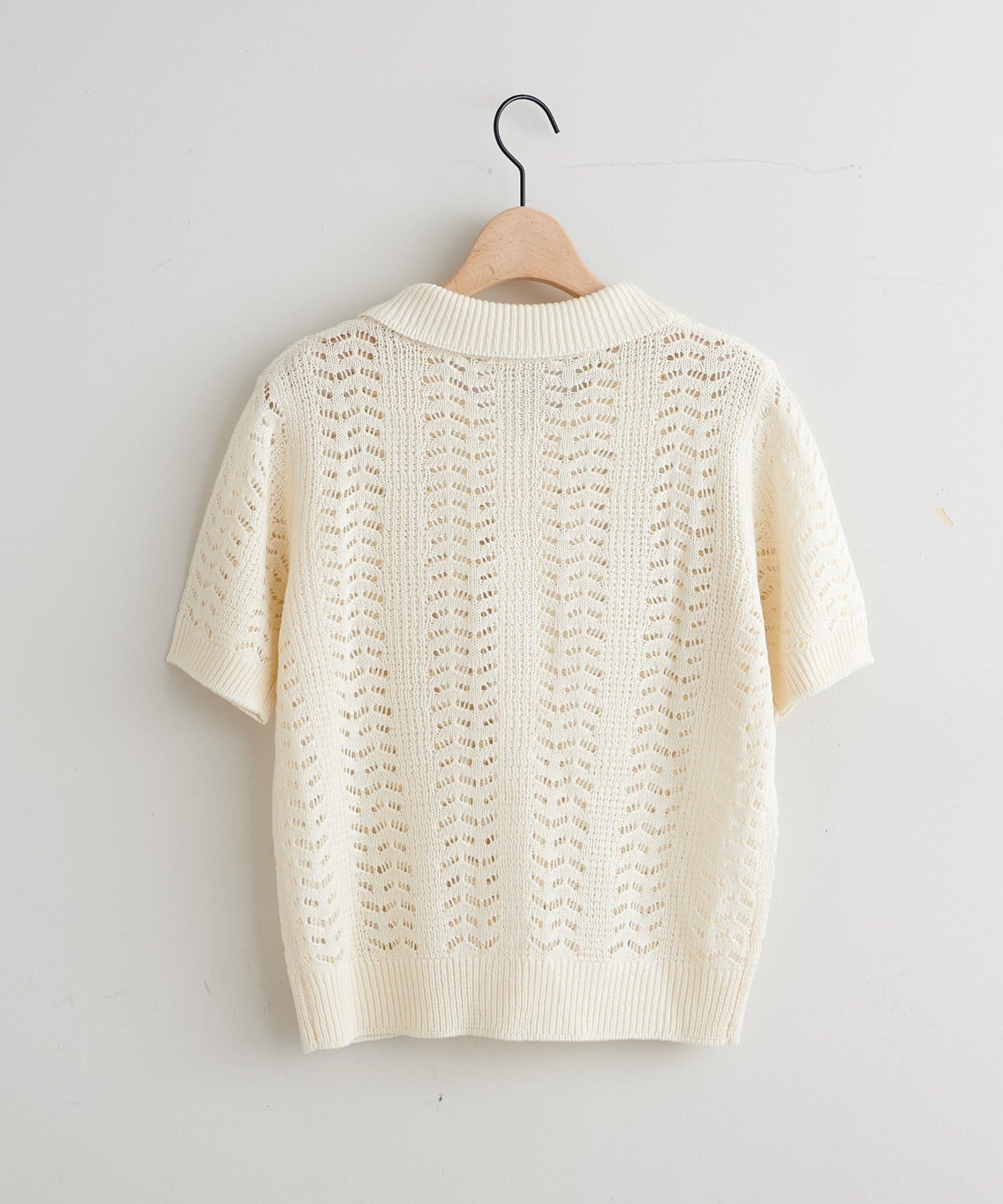 DISCOAT(ディスコート) 【SS先行予約/WEB限定】透かし編み衿付きニット