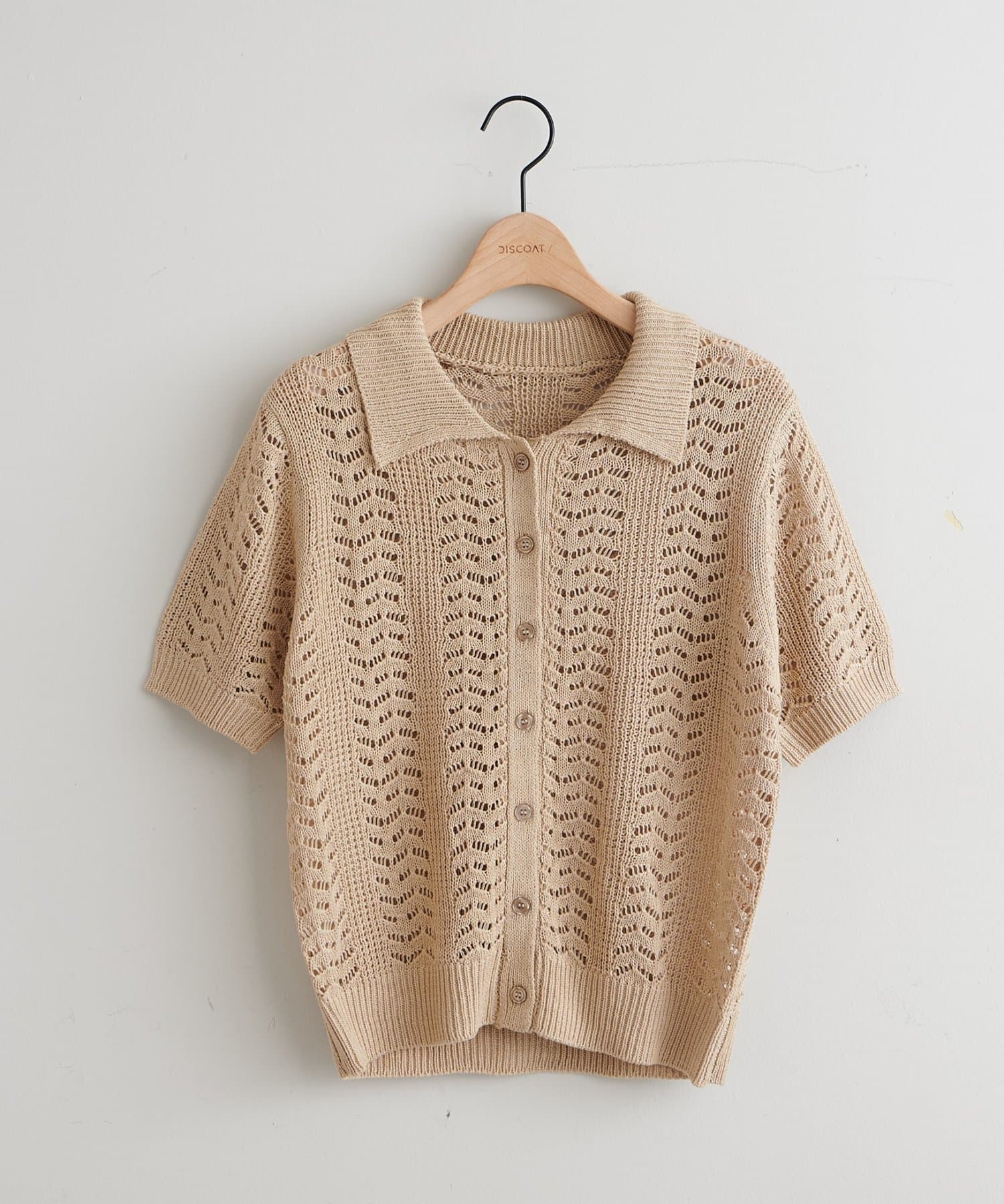 DISCOAT(ディスコート) 【SS先行予約/WEB限定】透かし編み衿付きニット