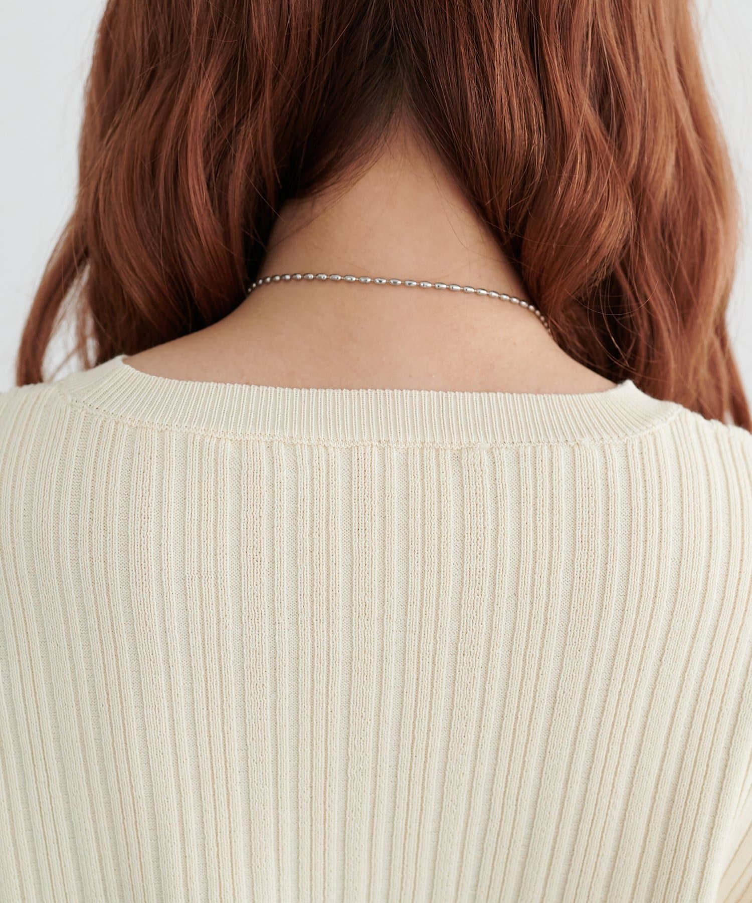 DISCOAT(ディスコート) 【WEB限定】ランダムリブボリュームスリーブ半袖ニット