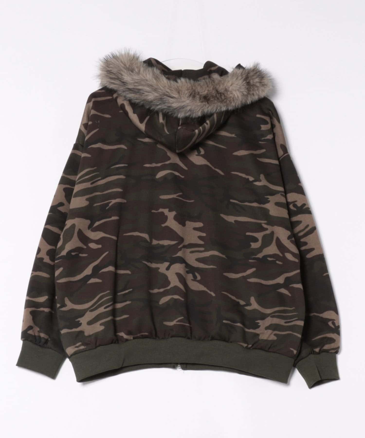 NICE CLAUP / OLIVE des OLIVE OUTLET(ナイスクラップ  / オリーブ デ オリーブ アウトレット) 春もマストバイ♡【RMAF】フードファー取外しZIPパーカー