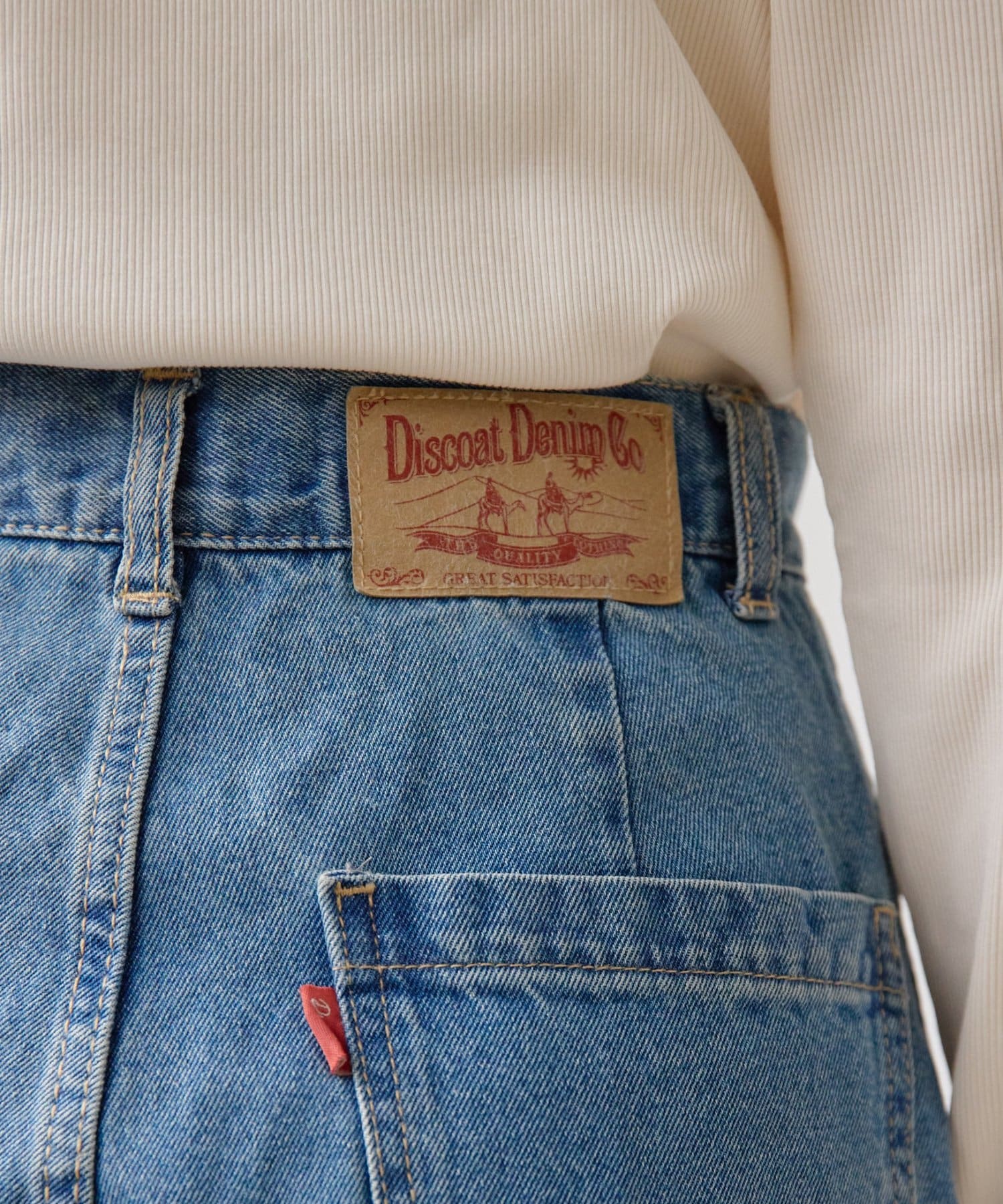 DISCOAT(ディスコート) 【SS先行予約】ライトデニムクラッシュワイドパンツ