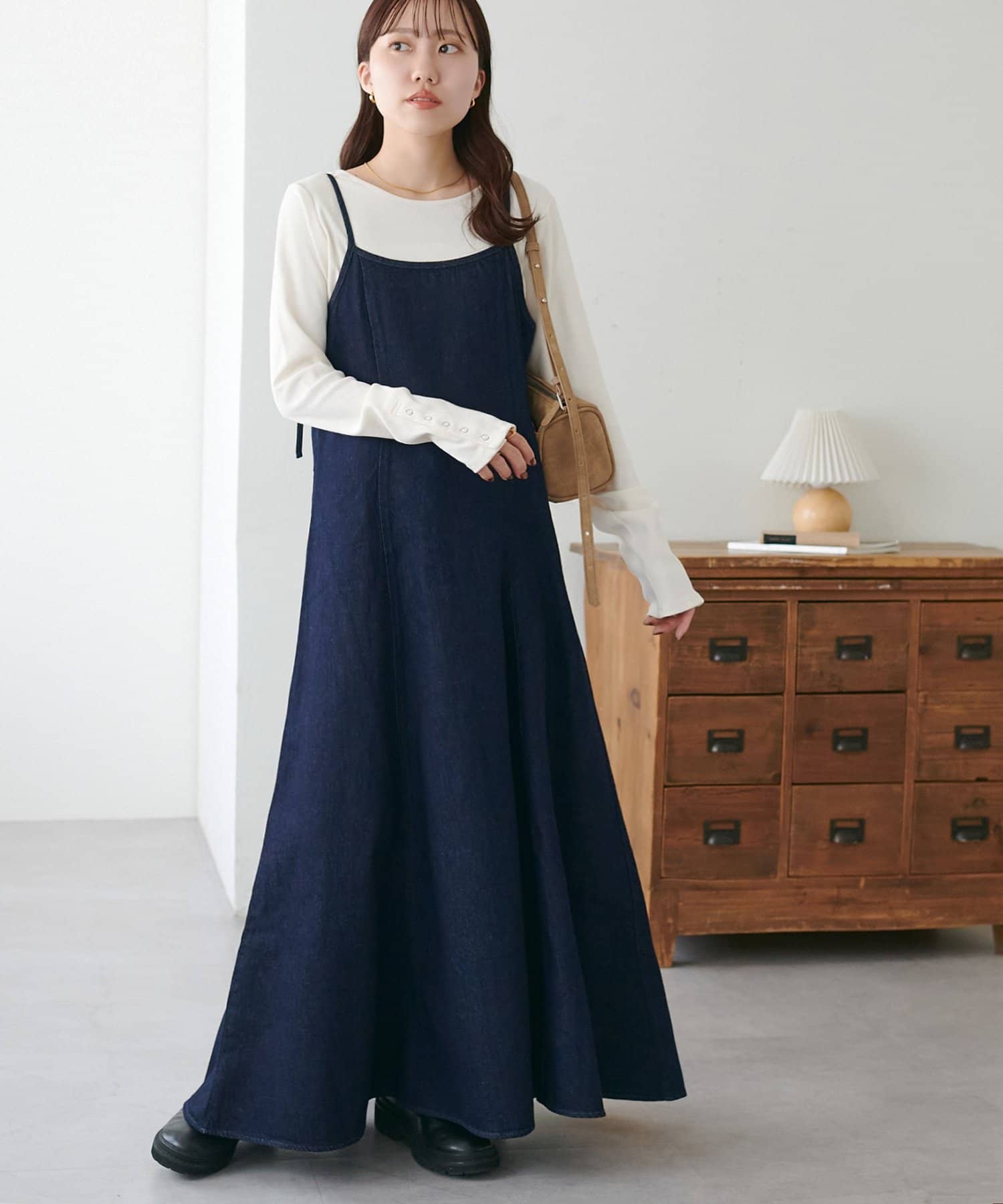 DISCOAT(ディスコート) 【SS先行予約】デニムフレアキャミワンピース