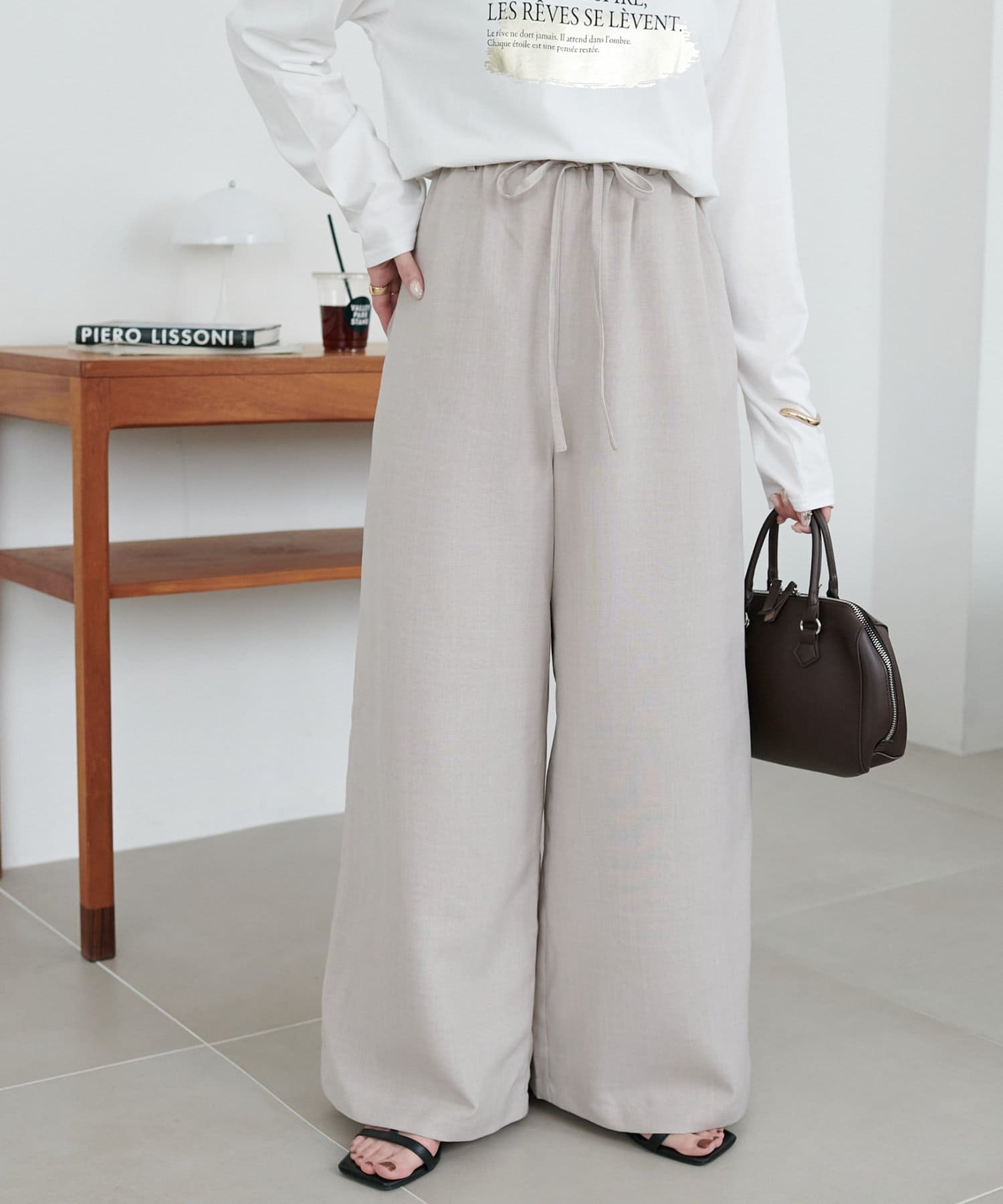 DISCOAT(ディスコート) 【SS先行予約/セットアップ対応】テックリネンベルト付ワイドパンツ《WEB限定カラーあり》