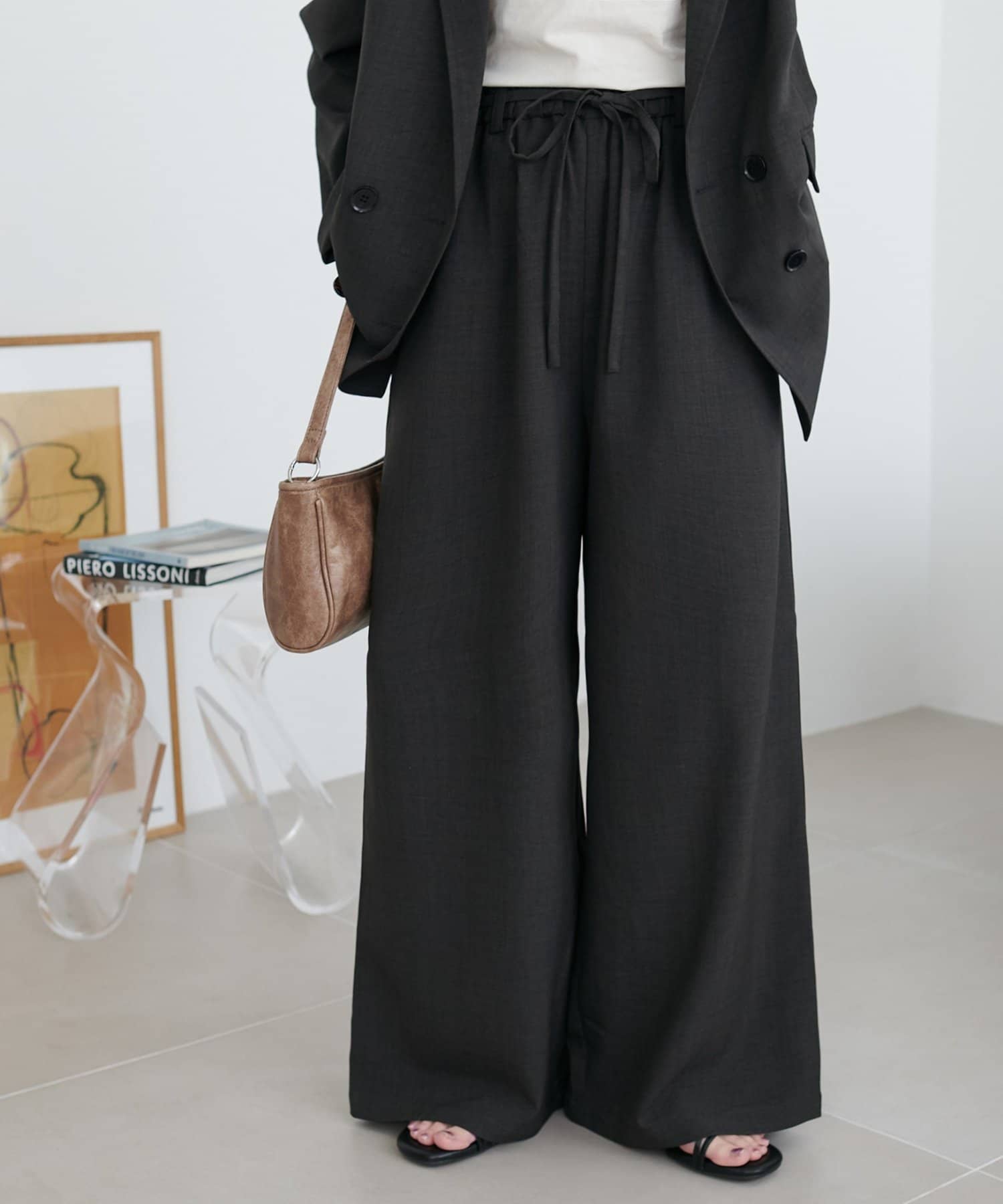 DISCOAT(ディスコート) 【SS先行予約/セットアップ対応】テックリネンベルト付ワイドパンツ《WEB限定カラーあり》