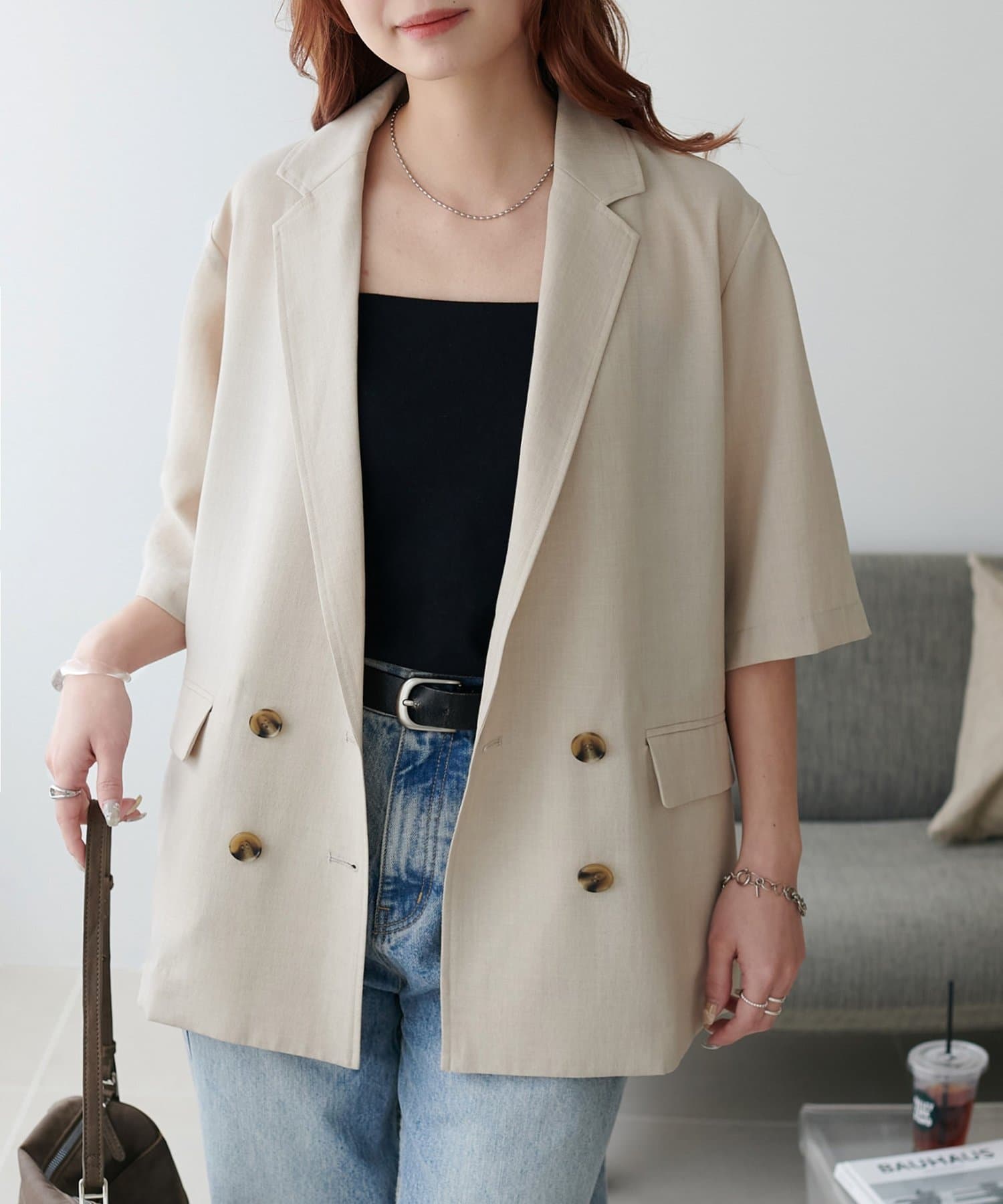 DISCOAT(ディスコート) 【〝♡”で教えて春の推し服】ライトテックリネン半袖シャツジャケット