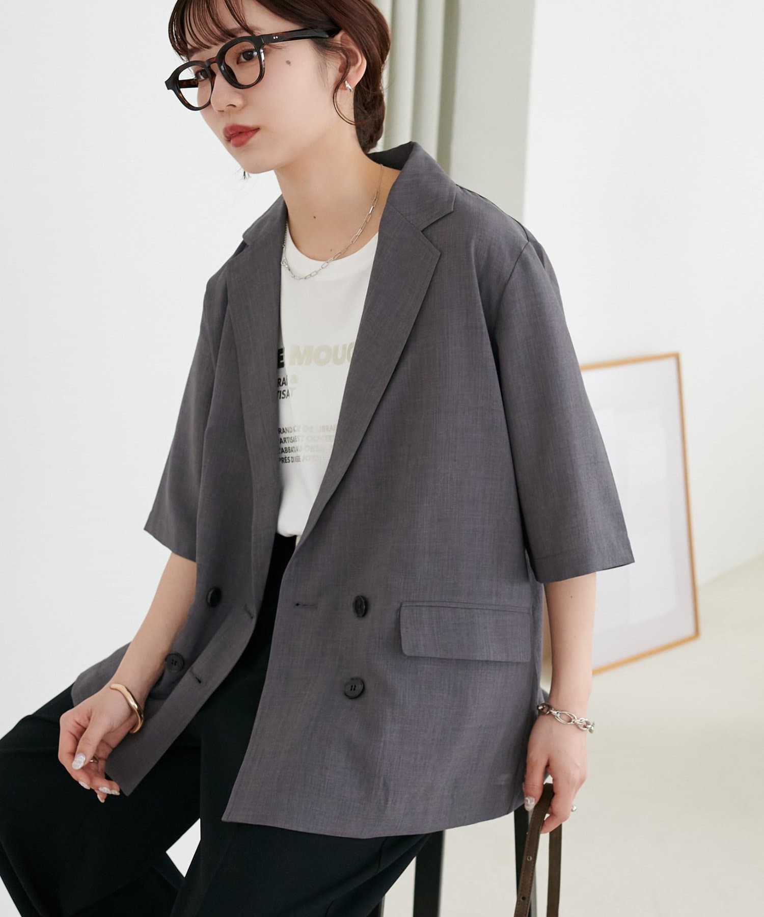 DISCOAT(ディスコート) 【〝♡”で教えて春の推し服】ライトテックリネン半袖シャツジャケット