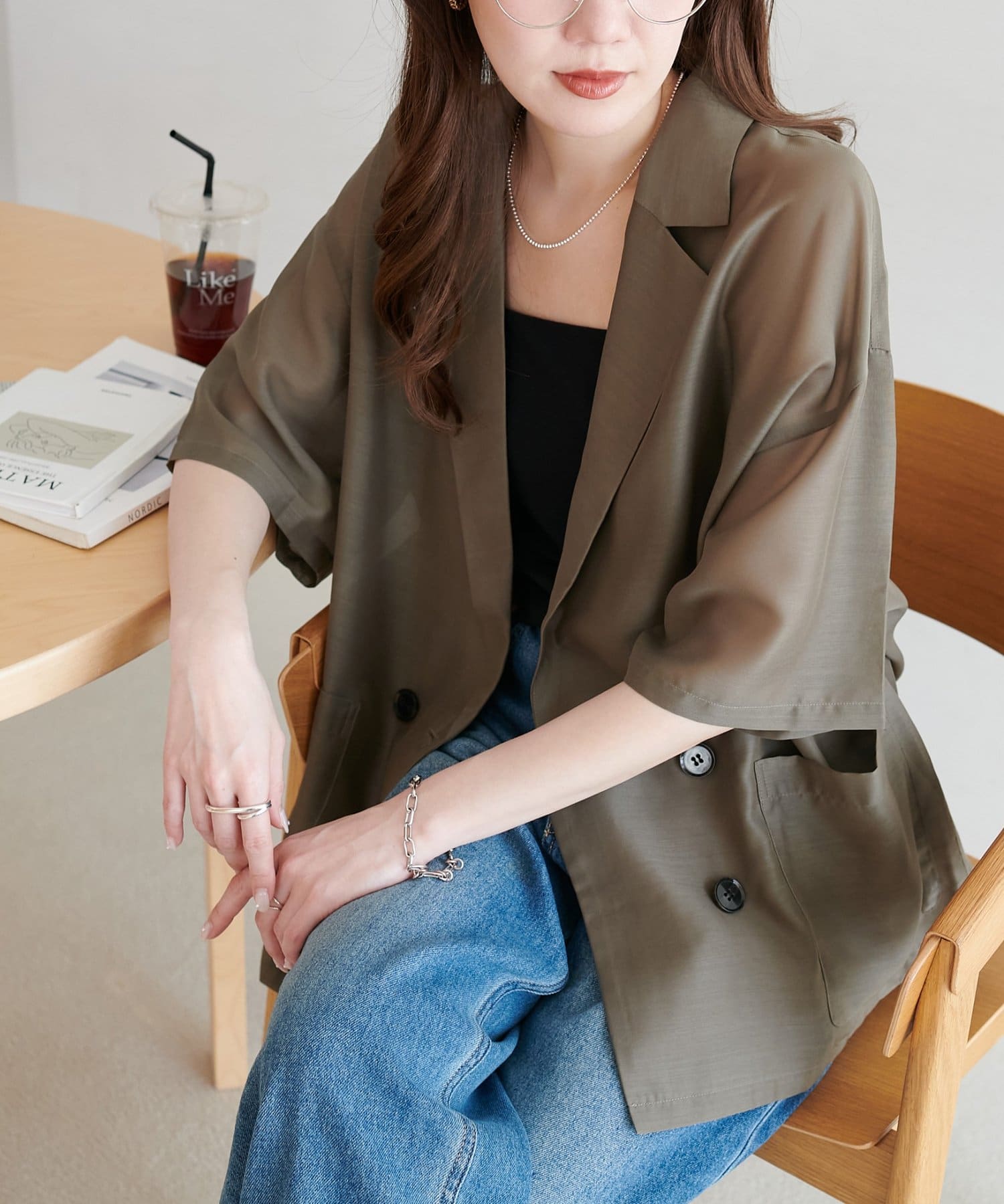 DISCOAT(ディスコート) シアー半袖シャツジャケット