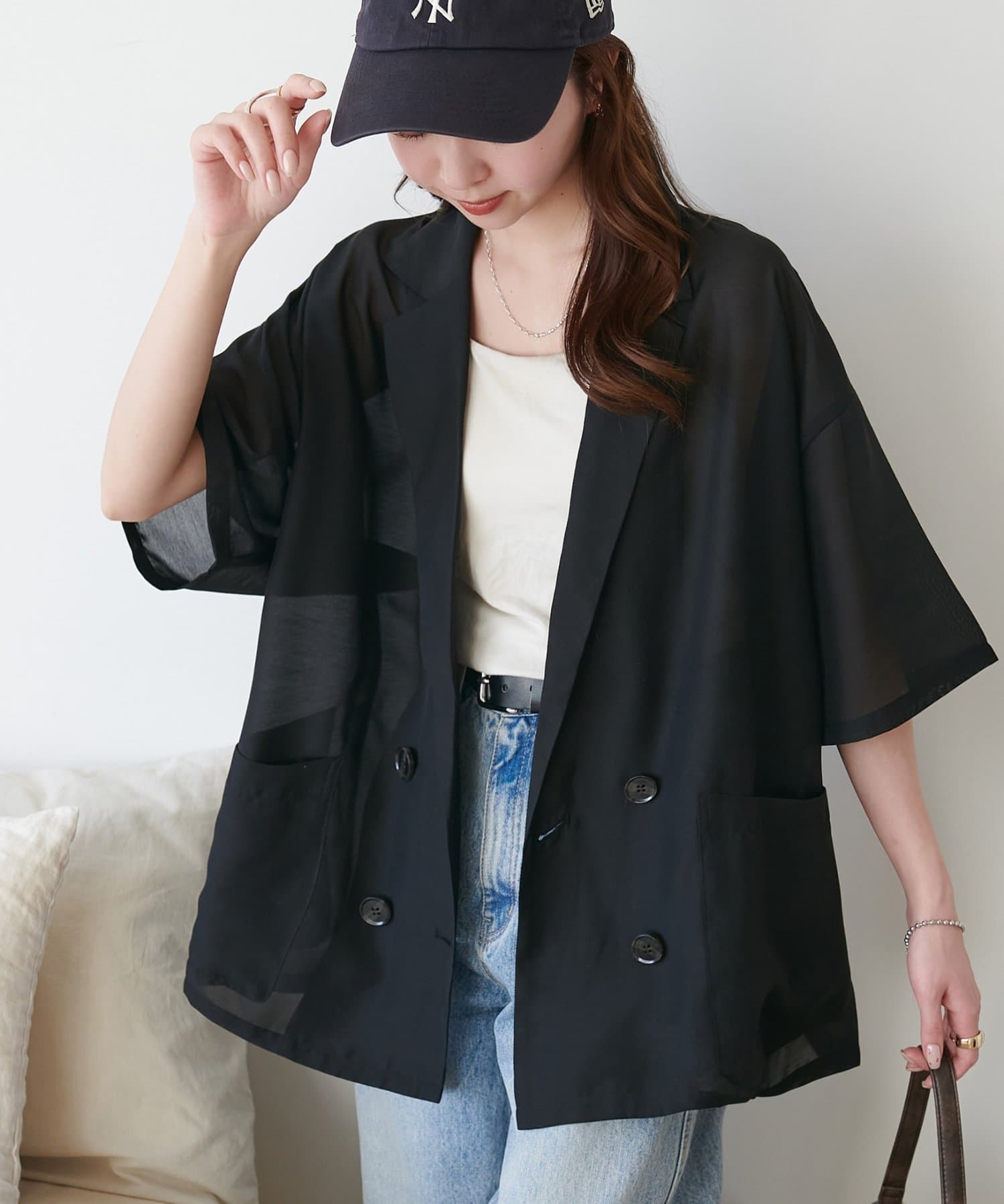 DISCOAT(ディスコート) シアー半袖シャツジャケット