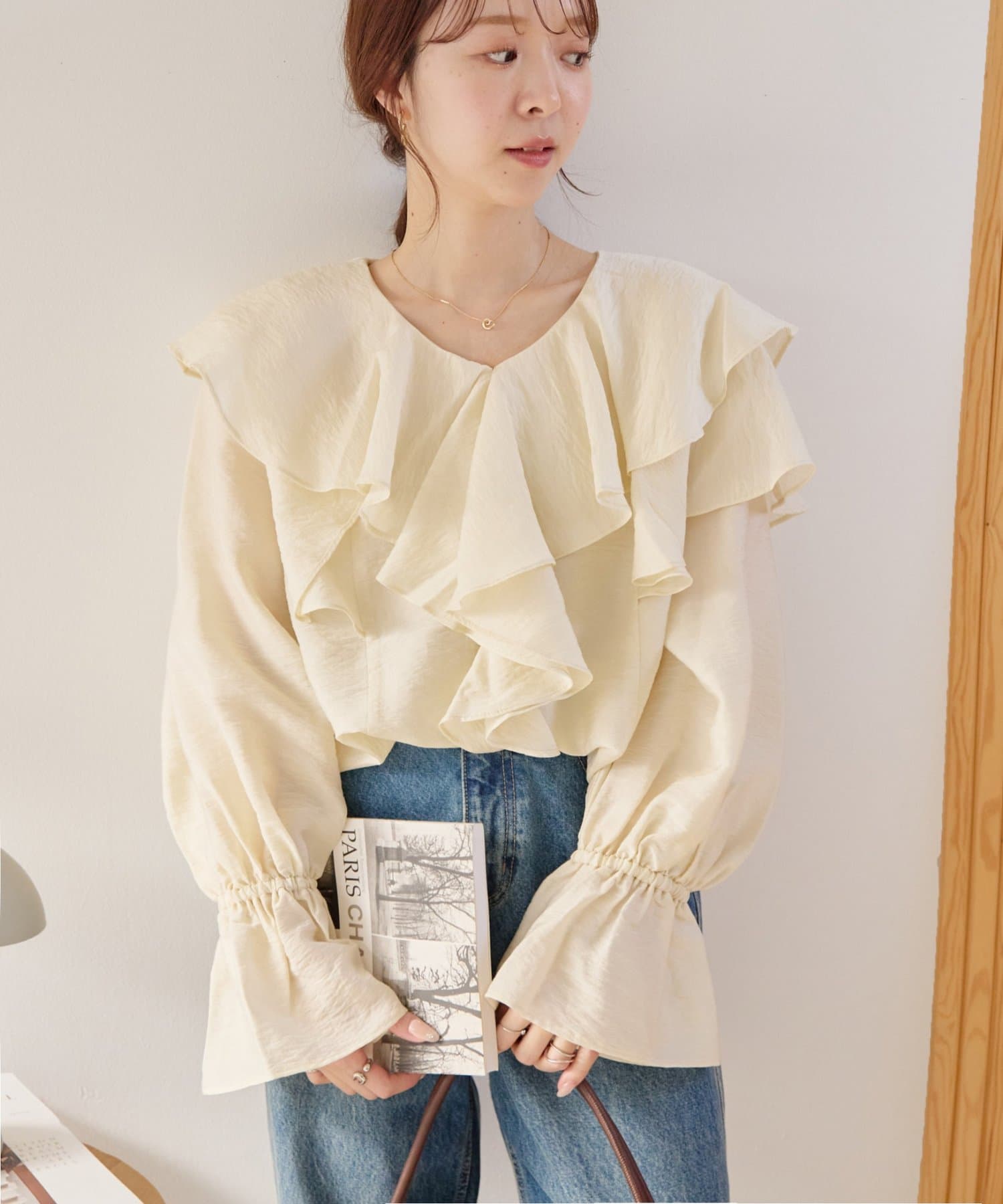 DISCOAT(ディスコート) 【SS先行予約】シアーフリルブラウス