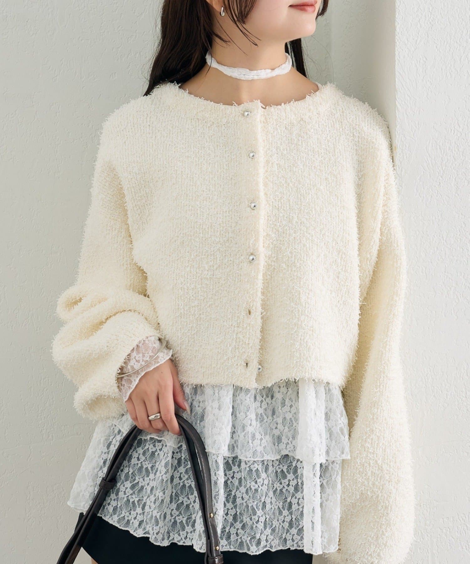 mysticの26SSミニフリンジカーディガン