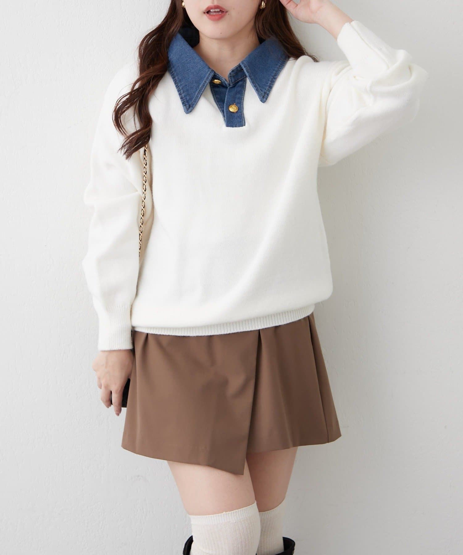 Remind me and forever(リマインドミーアンドフォーエバー) デニム衿BIGニット