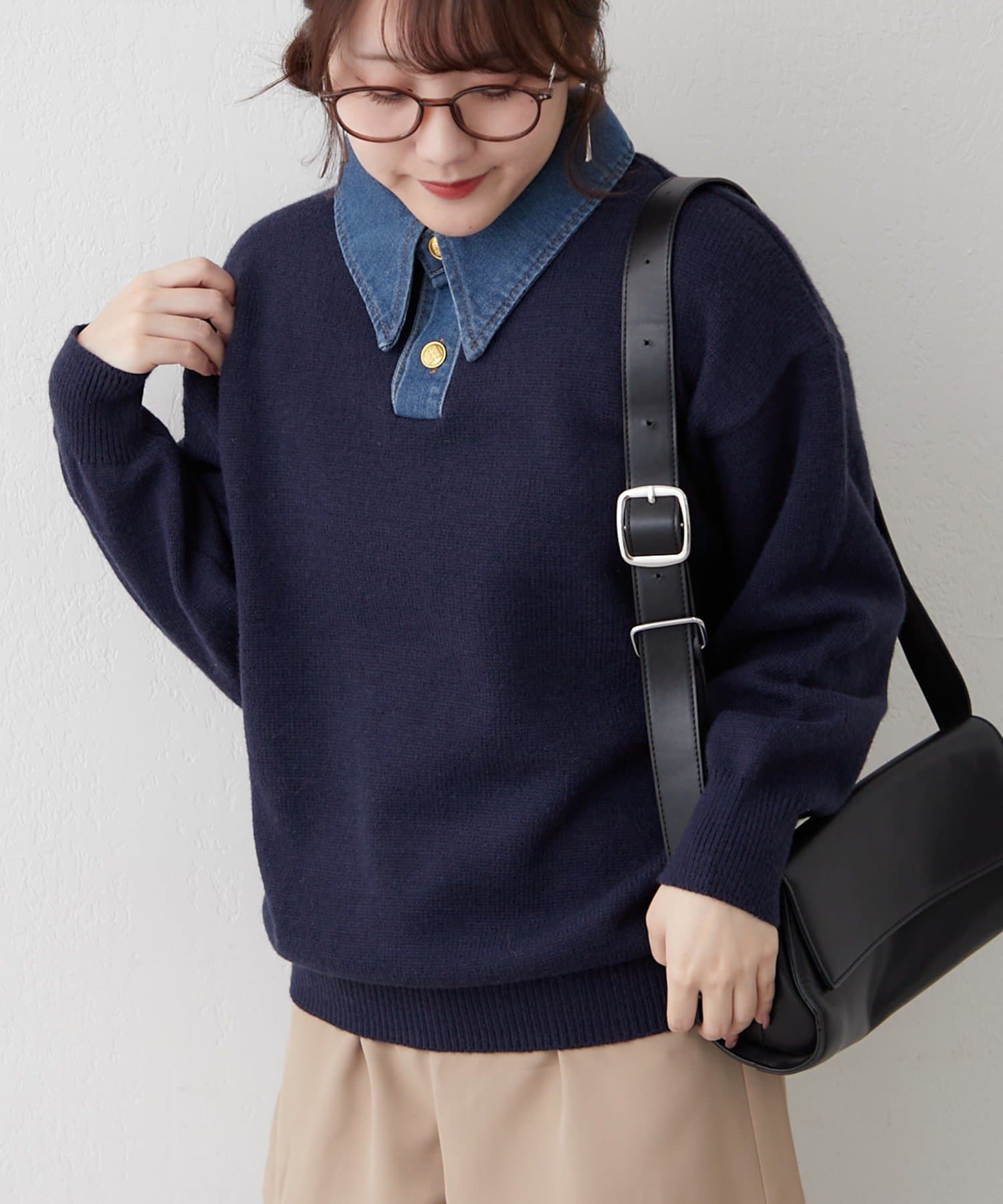 Remind me and forever(リマインドミーアンドフォーエバー) デニム衿BIGニット