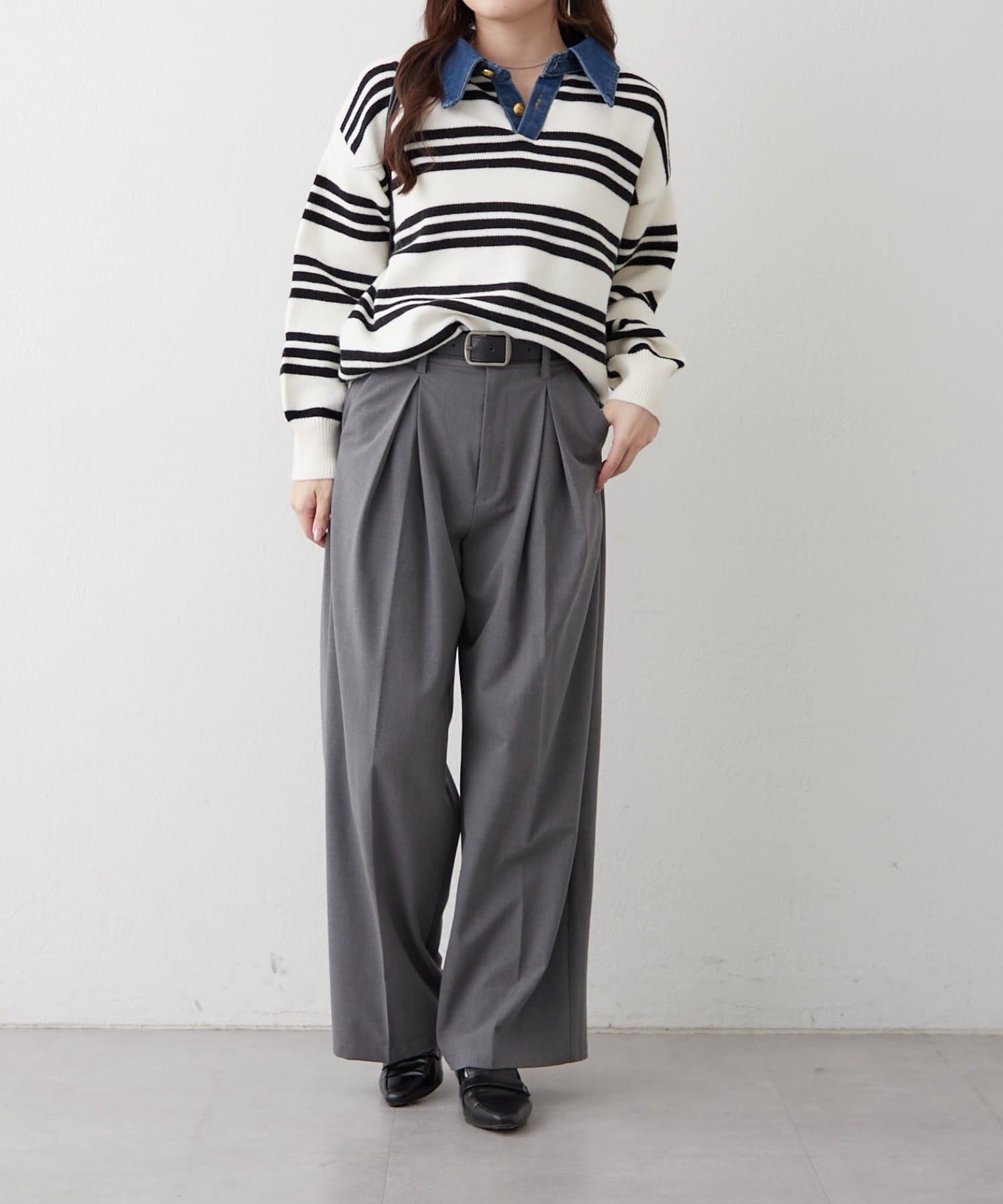 Remind me and forever(リマインドミーアンドフォーエバー) デニム衿BIGニット