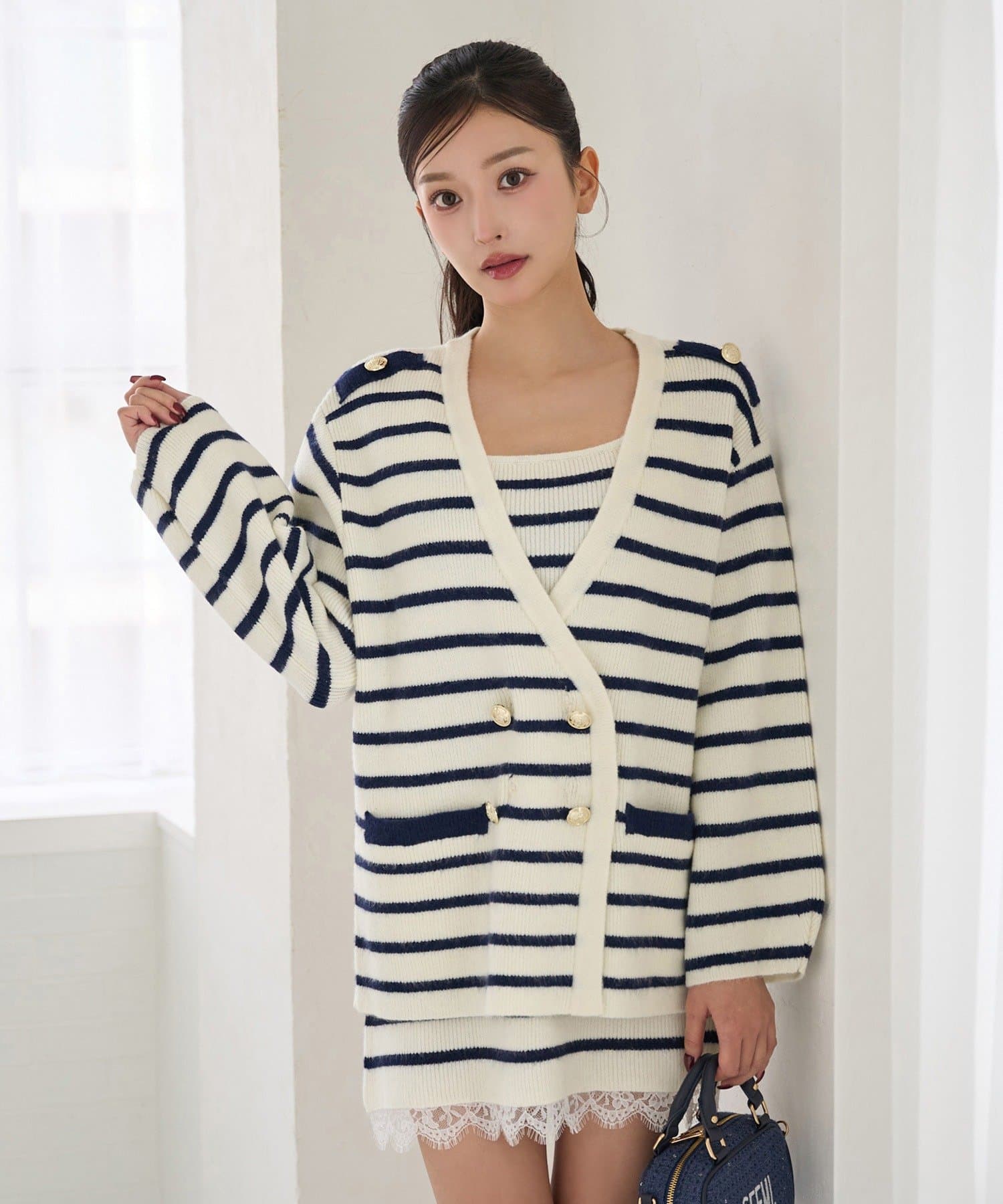 Seemi.by NICE CLAUP(シーミーバイナイスクラップ) 【Seemi】２枚セットボーダーニットワンピース