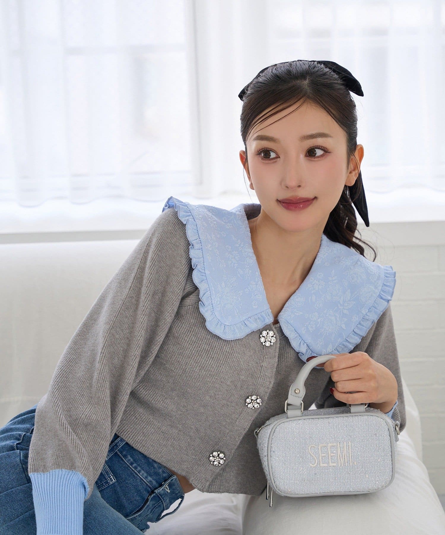 Seemi.by NICE CLAUP(シーミーバイナイスクラップ) 【Seemi】衿付きカーデ