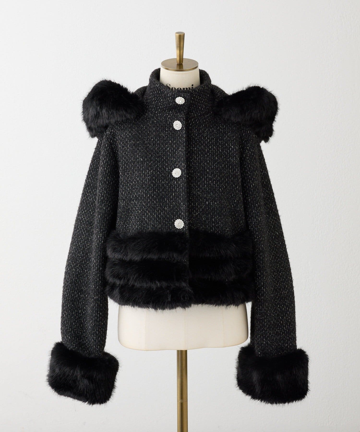 Seemi.by NICE CLAUP(シーミーバイナイスクラップ) 【Seemi】フェイクファーフード付きジャケット