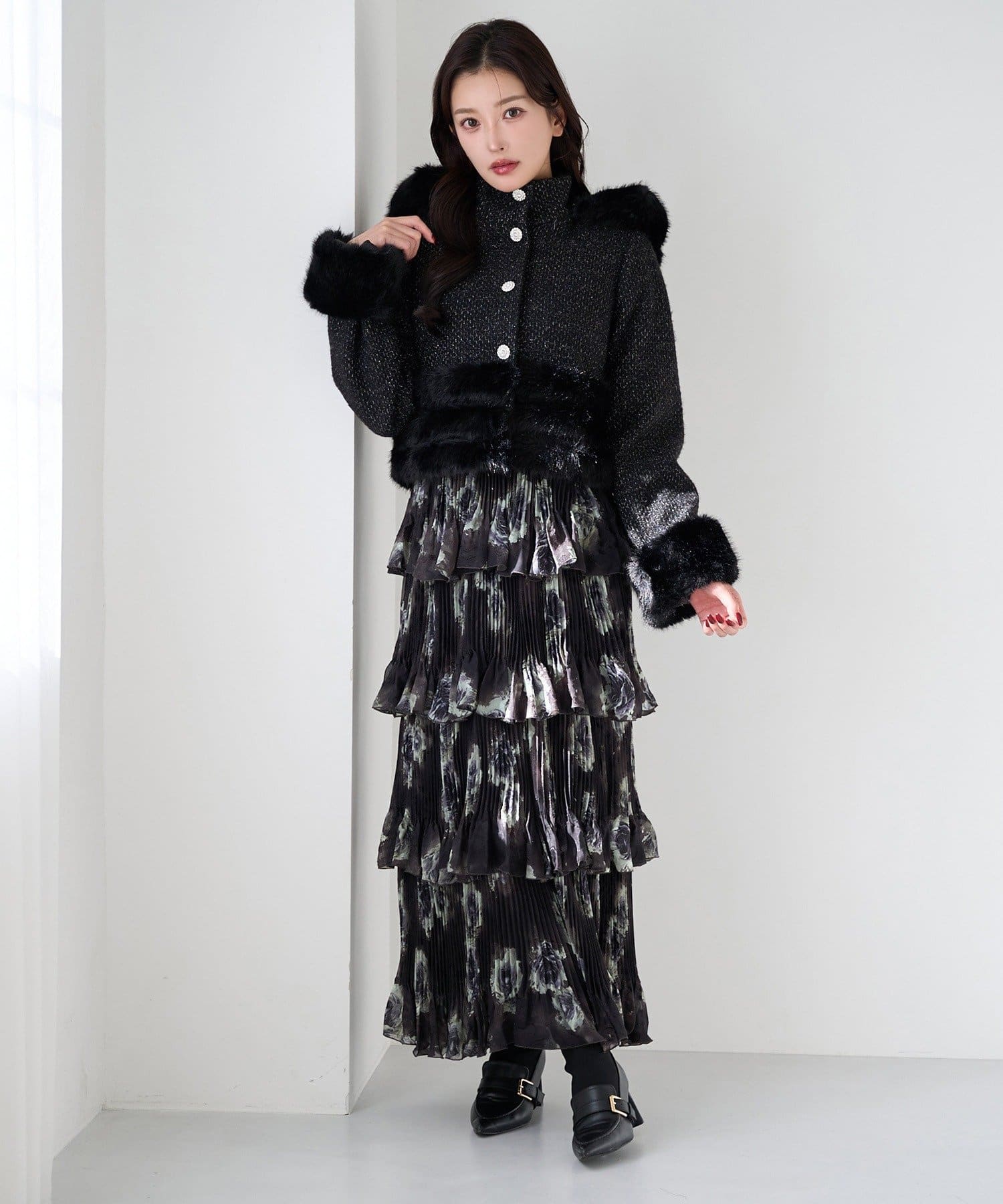 Seemi.by NICE CLAUP(シーミーバイナイスクラップ) 【Seemi】フェイクファーフード付きジャケット