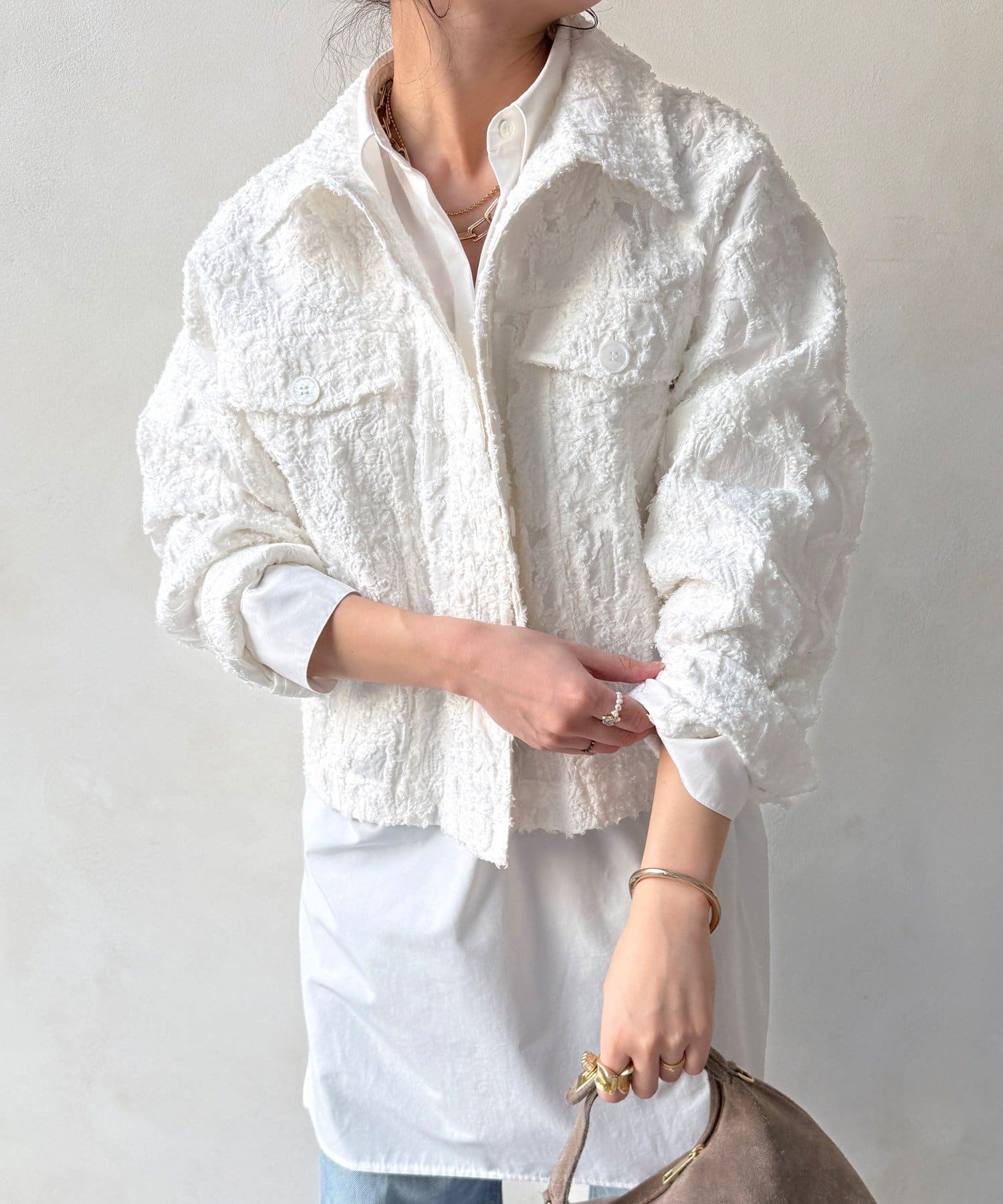 DOUDOU(ドゥドゥ) 【WEB限定】カットジャガードジャケット