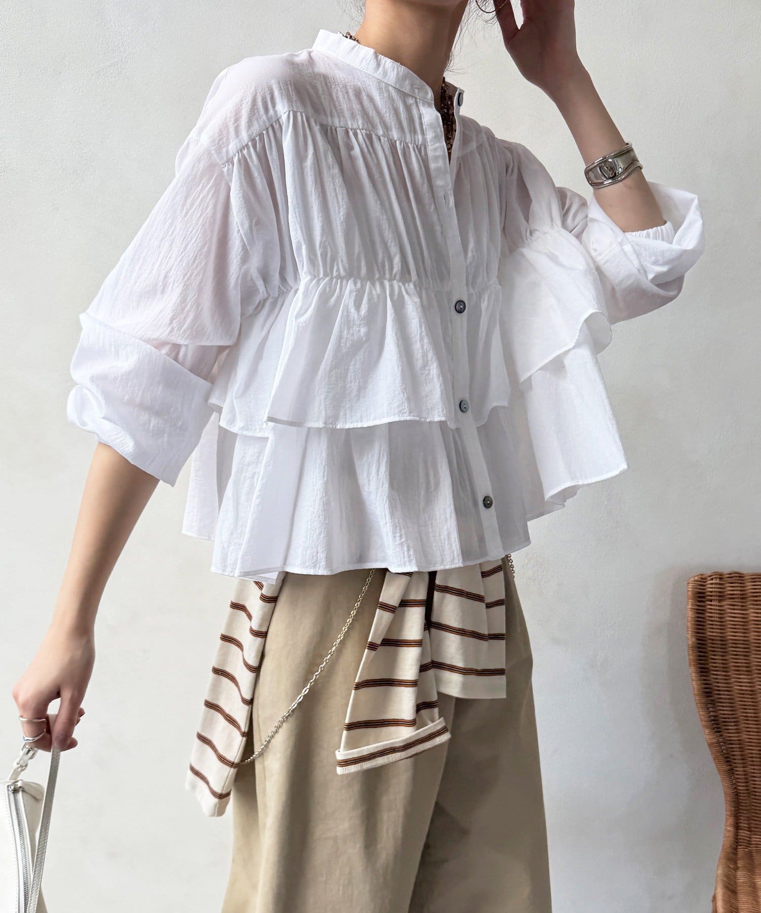 DOUDOU(ドゥドゥ) 【WEB限定】ラッフルブラウス