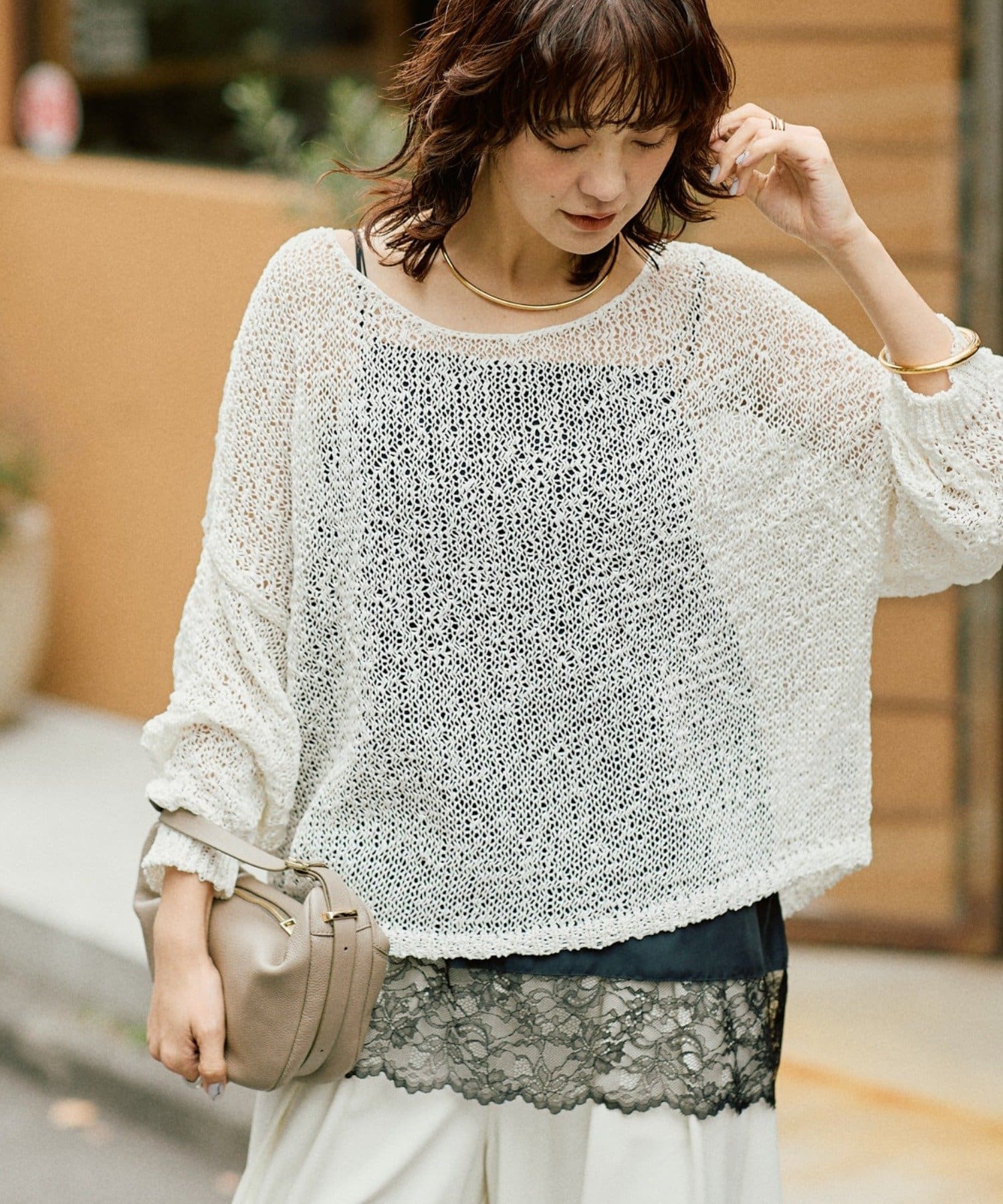 RIVE DROITE(リヴドロワ) 予約【抜け感】テープヤーンボートネックニット