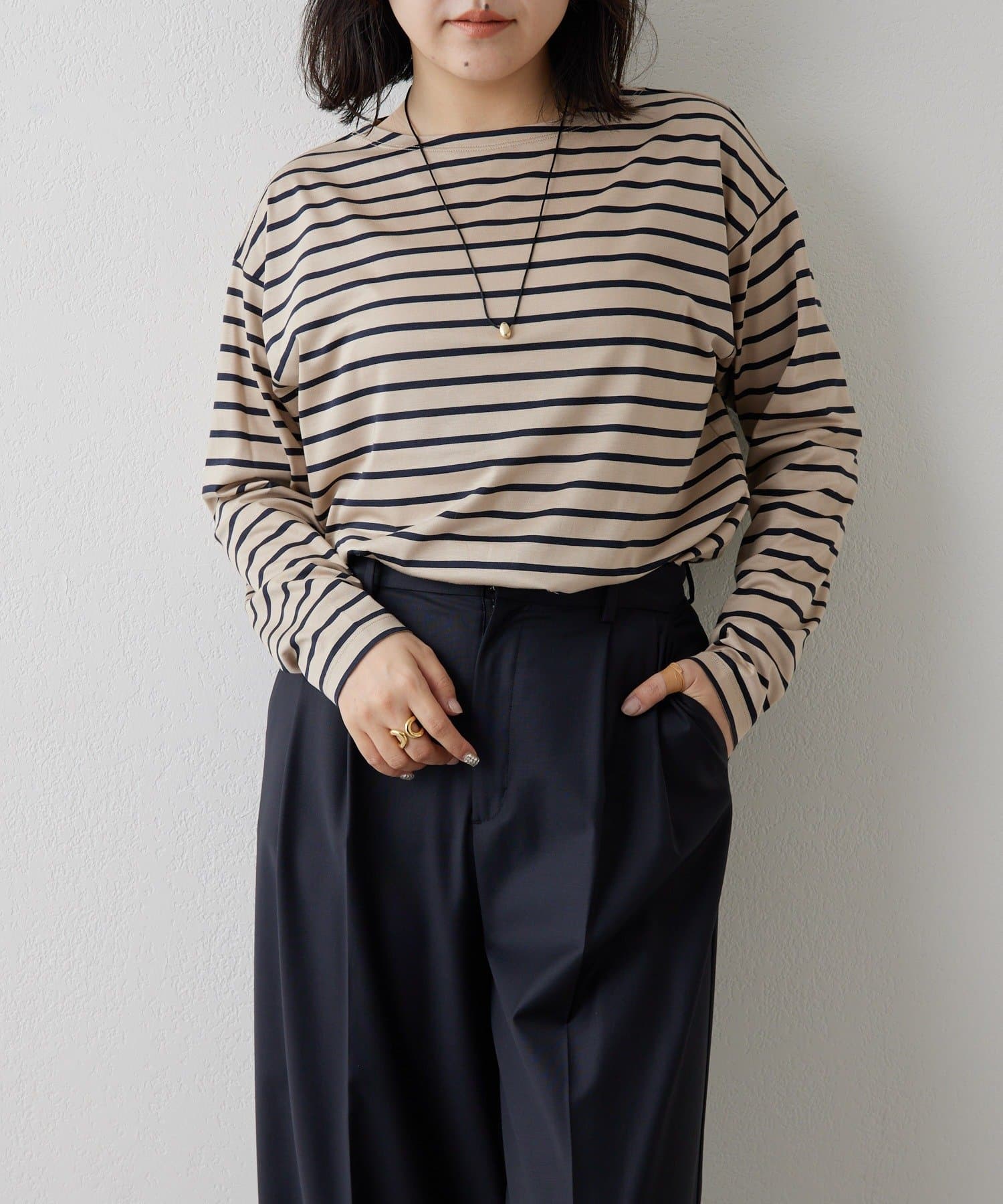 Drawing Numbers(ドローイングナンバーズ) ボーダーボートカットソー