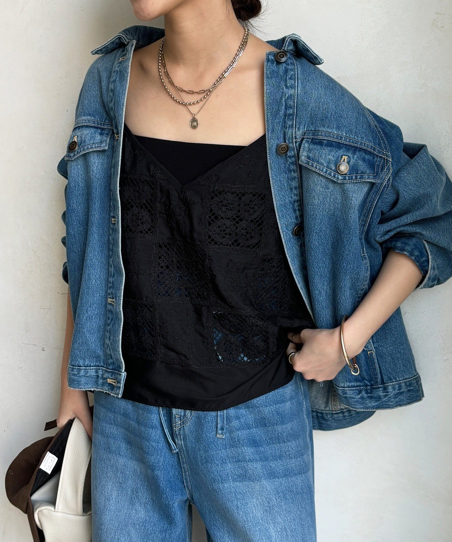 DOUDOU(ドゥドゥ) 【WEB限定】パッチワークレースキャミソール