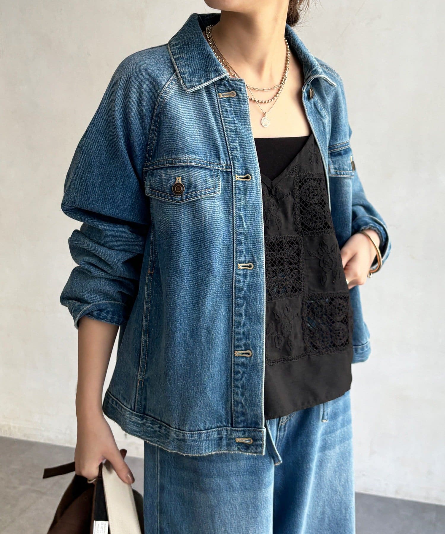 DOUDOU(ドゥドゥ) 【WEB限定】パッチワークレースキャミソール