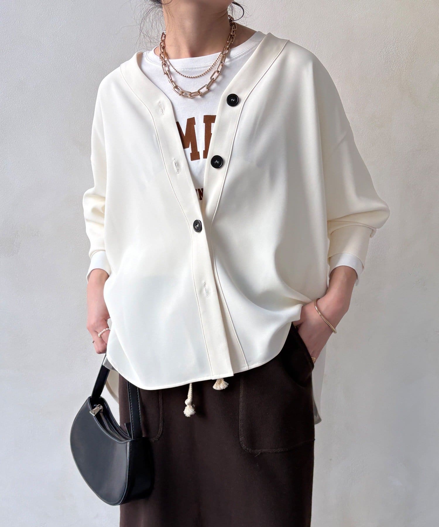 DOUDOU(ドゥドゥ) 【WEB限定/セットアップ対応】Vカーディガンブラウス