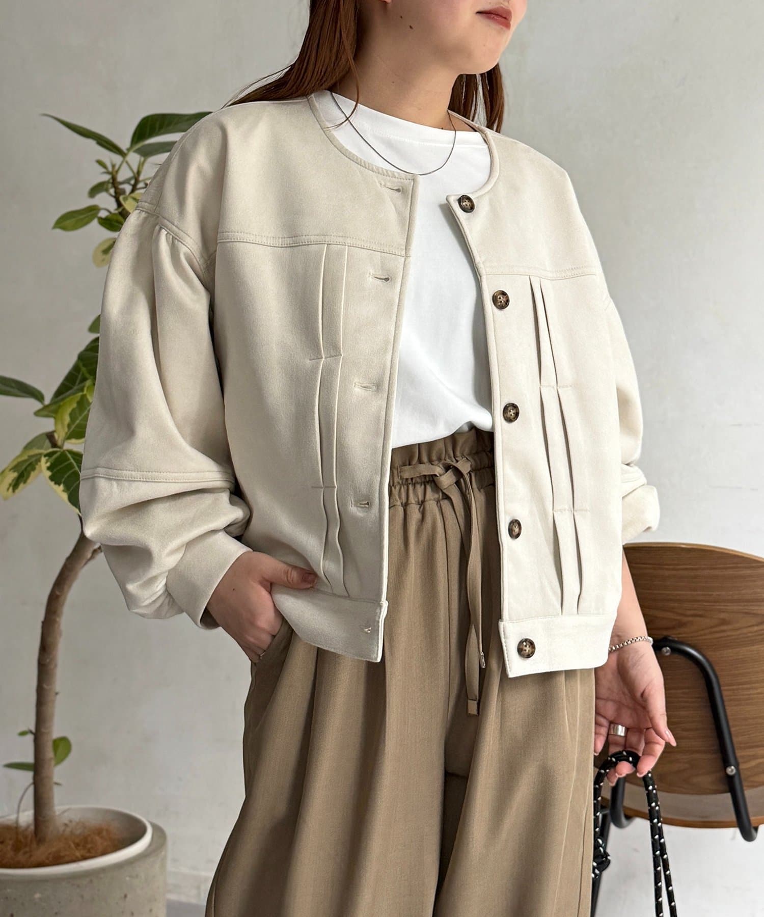 CPCM(シーピーシーエム) フェイクスエード袖ボリュームブルゾン